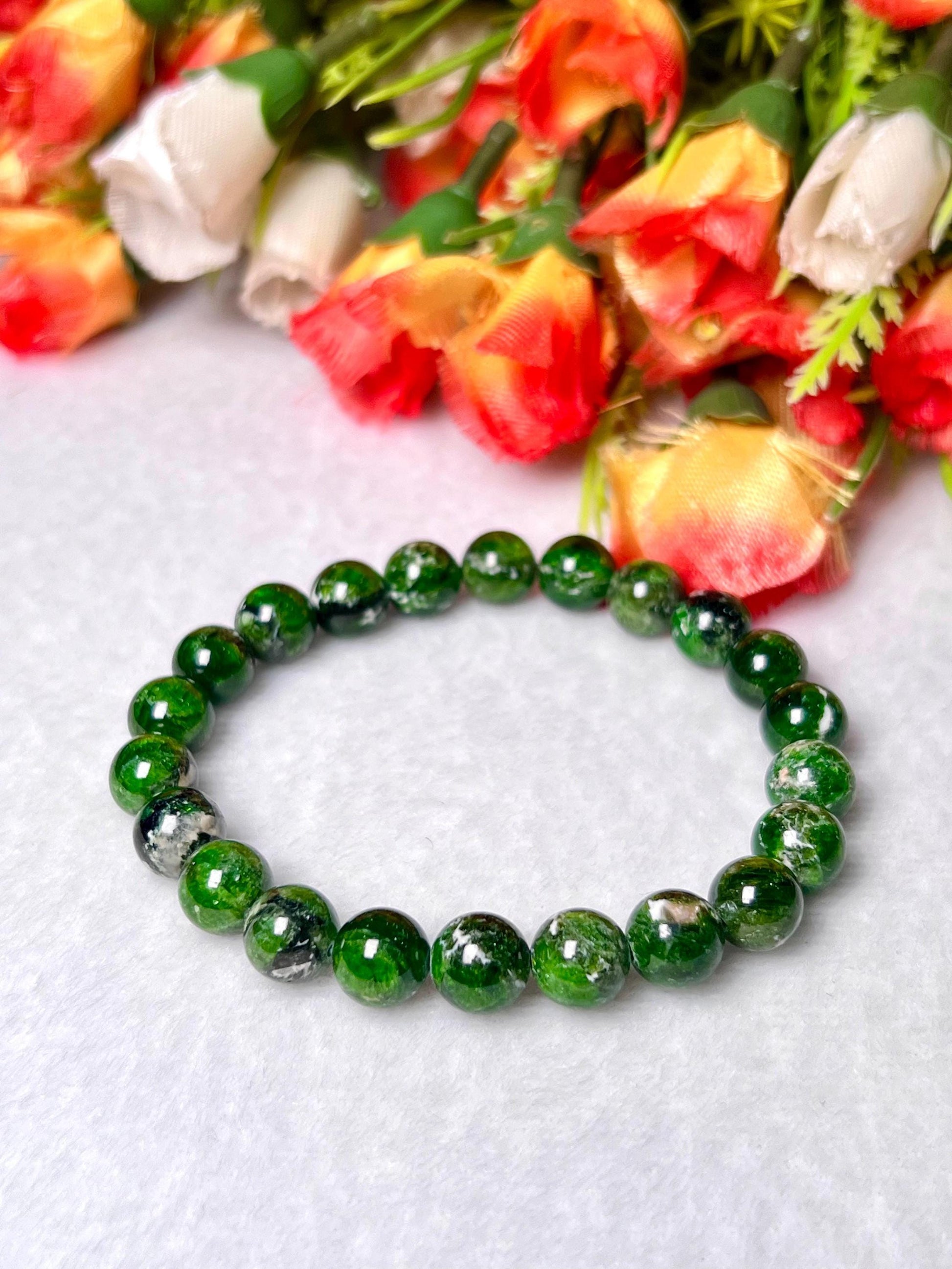 Diopside Chrome Stone Bracelet l Stretchable Bracelet l Unisex Bracelet l 10 MM Bracelet