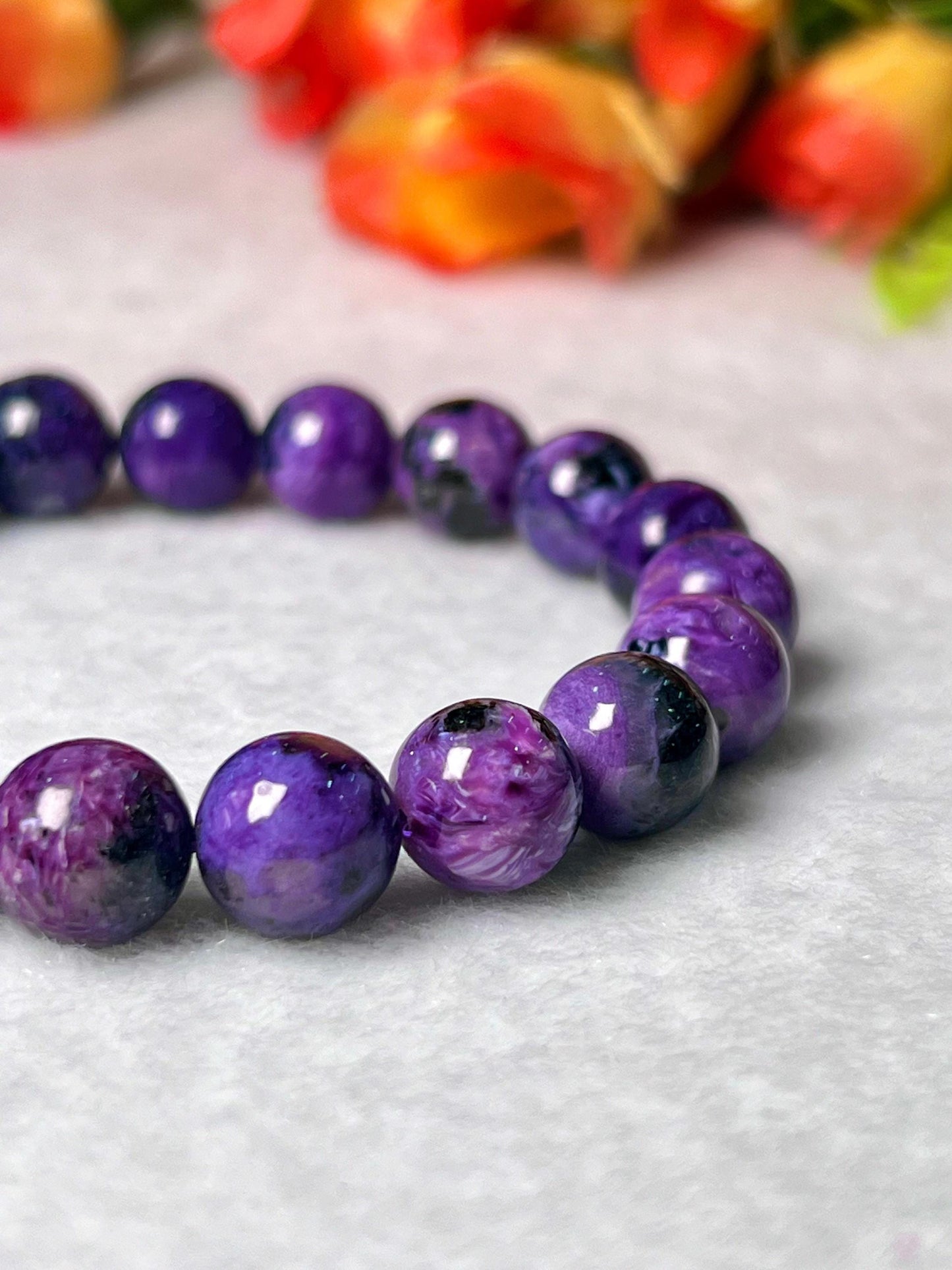 Charoite Stone Bracelet l Stretchable Bracelet l Unisex Bracelet l 10 MM Bracelet