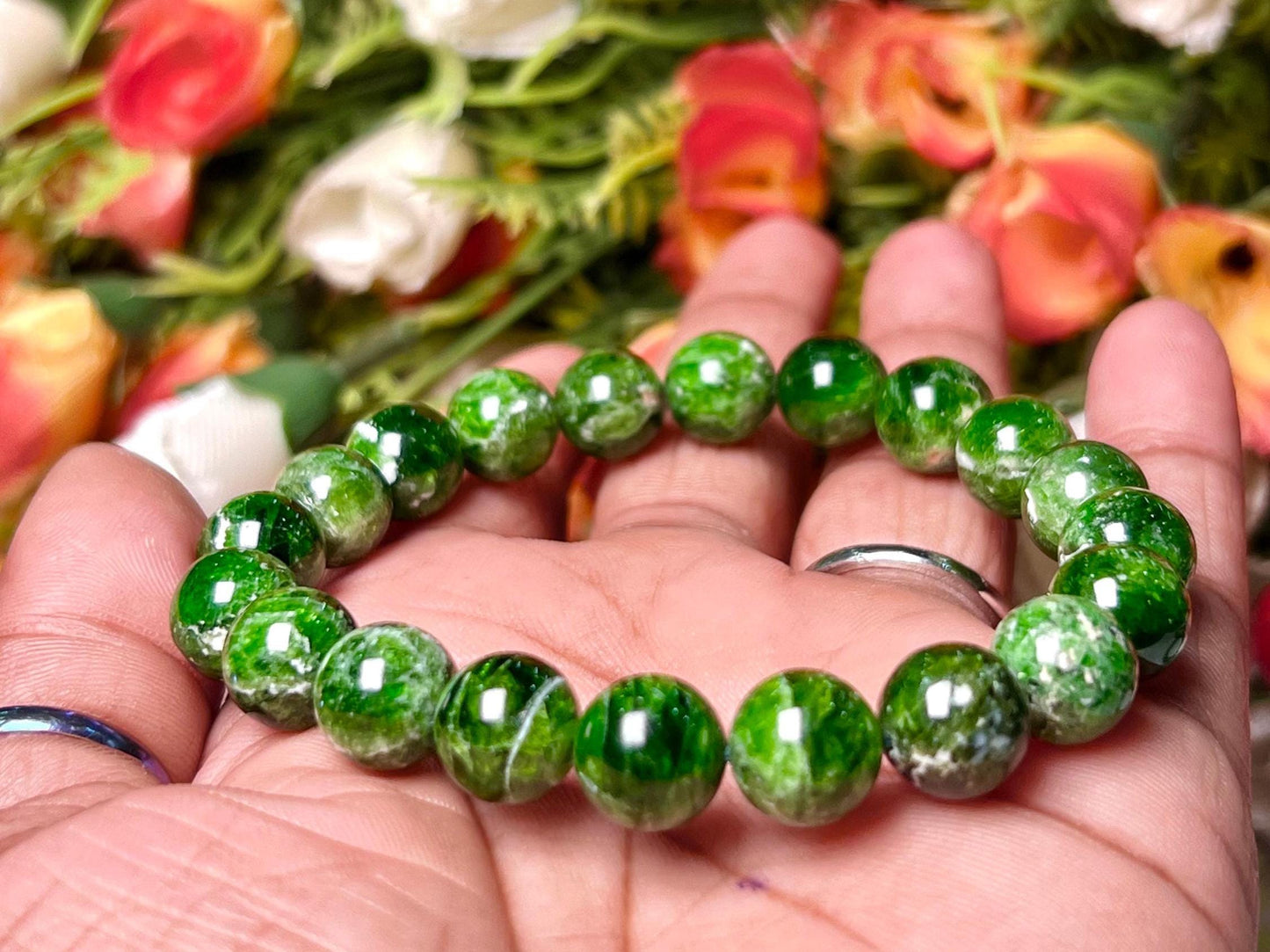 Diopside Chrome Stone Bracelet l Stretchable Bracelet l Unisex Bracelet l 10 MM Bracelet