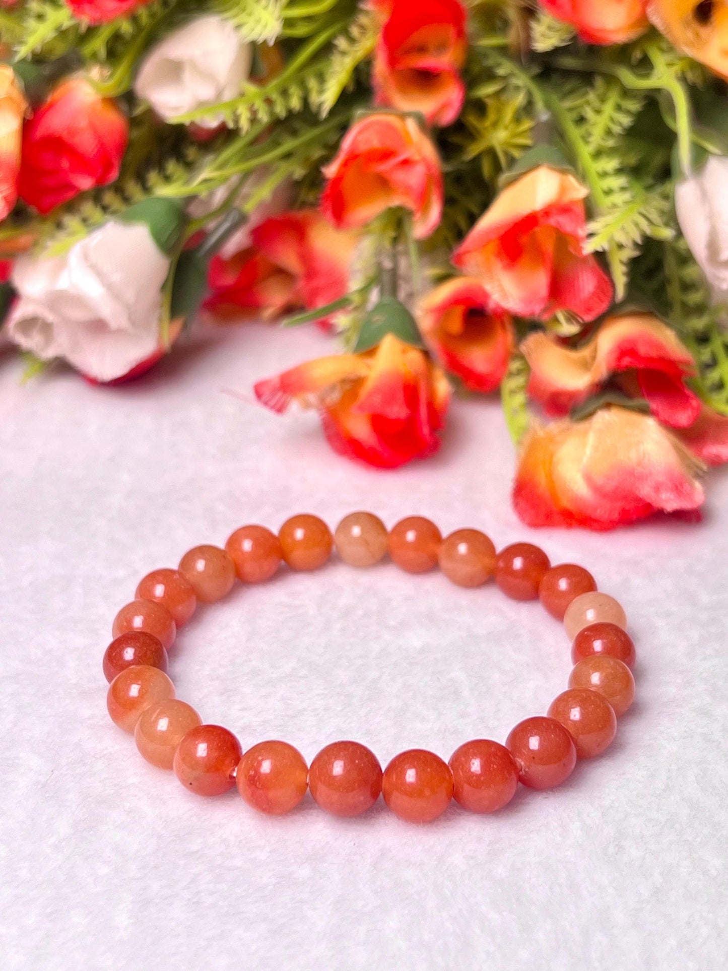 Red Aventurine Stone Bracelet l Stretchable Bracelet l Unisex Bracelet l 8 MM Bracelet