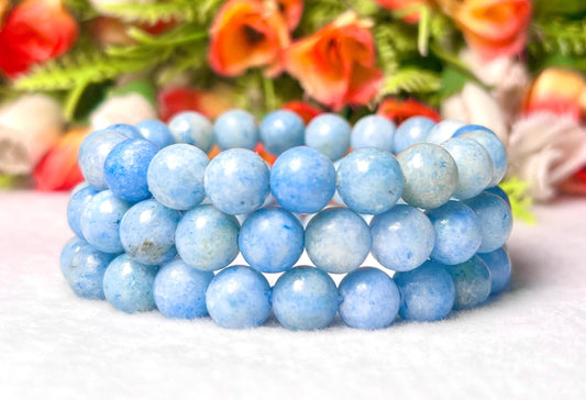 Blue Celestite Stone Bracelet l Stretchable Bracelet l Unisex Bracelet l 10 MM Bracelet