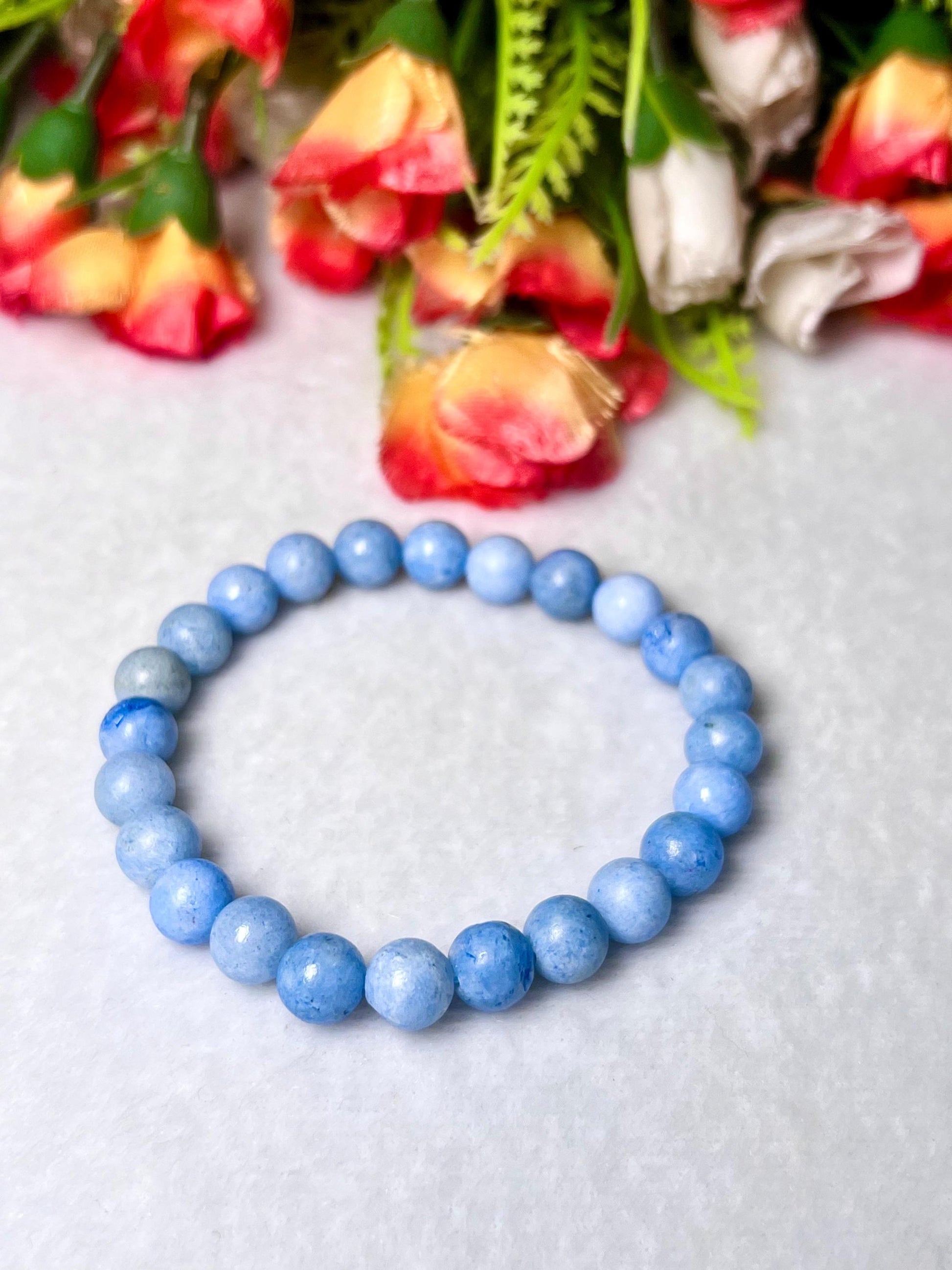 Blue Celestite Stone Bracelet l Stretchable Bracelet l Unisex Bracelet l 8 MM Bracelet