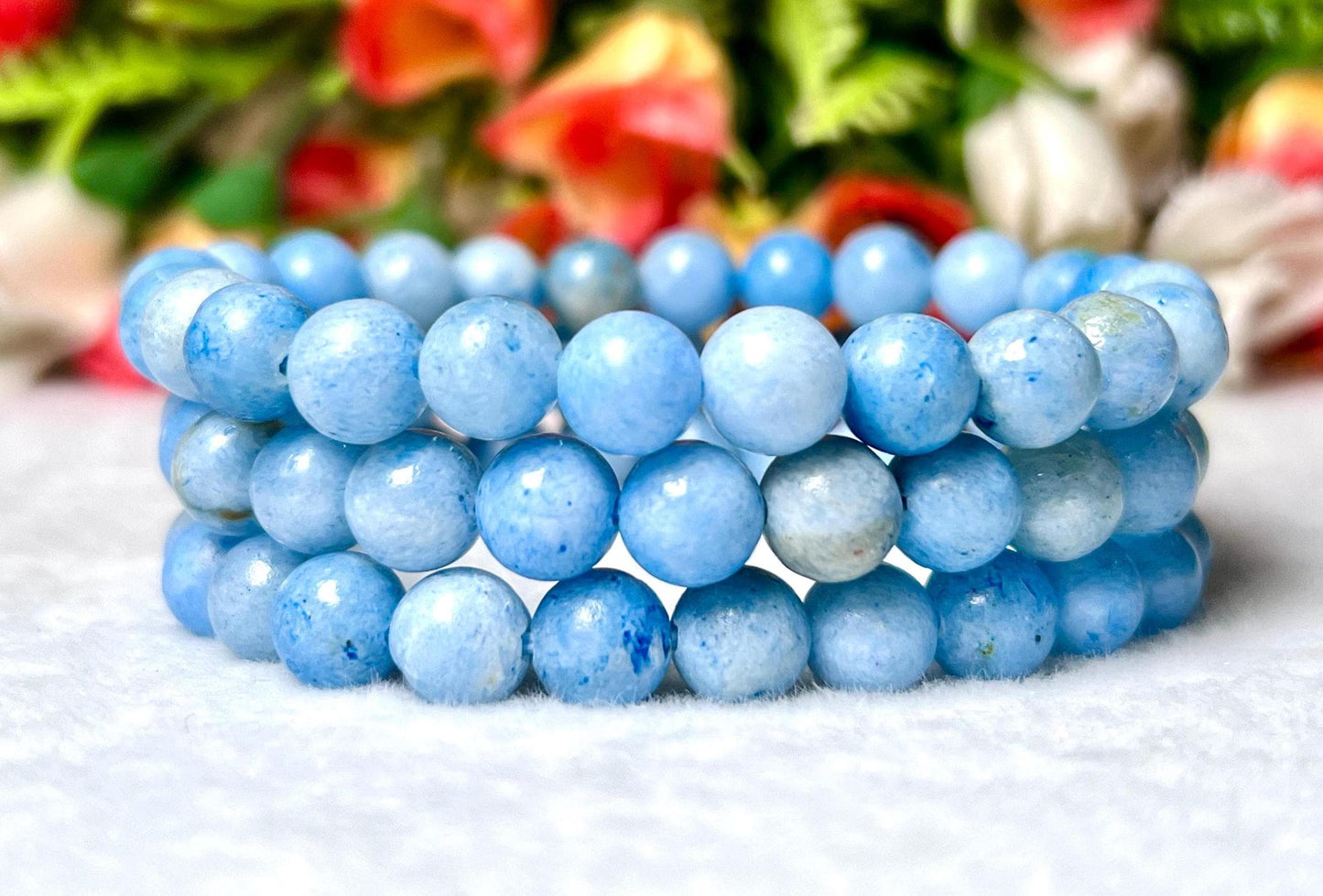 Blue Celestite Stone Bracelet l Stretchable Bracelet l Unisex Bracelet l 8 MM Bracelet