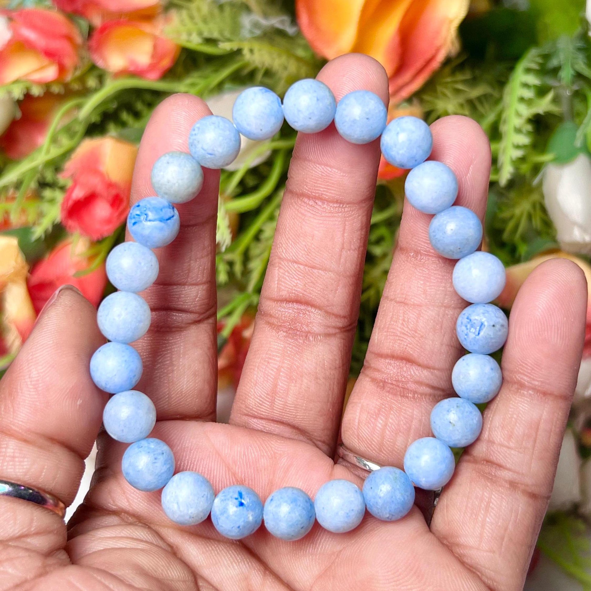 Blue Celestite Stone Bracelet l Stretchable Bracelet l Unisex Bracelet l 8 MM Bracelet