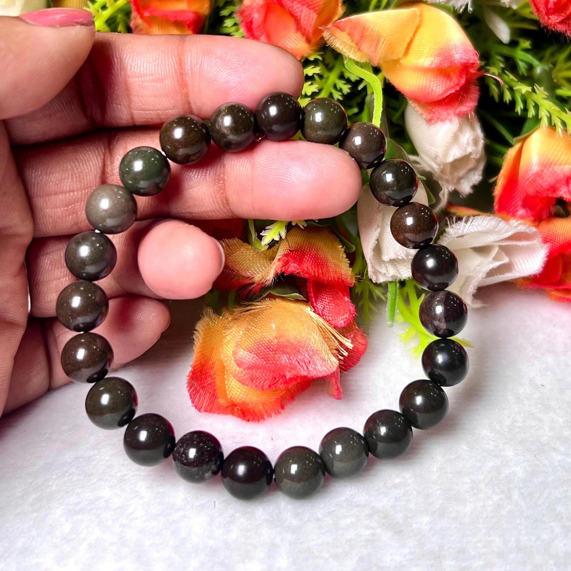 Black Jasper Stone Bracelet l Stretchable Bracelet l Unisex Bracelet l 8 MM Bracelet