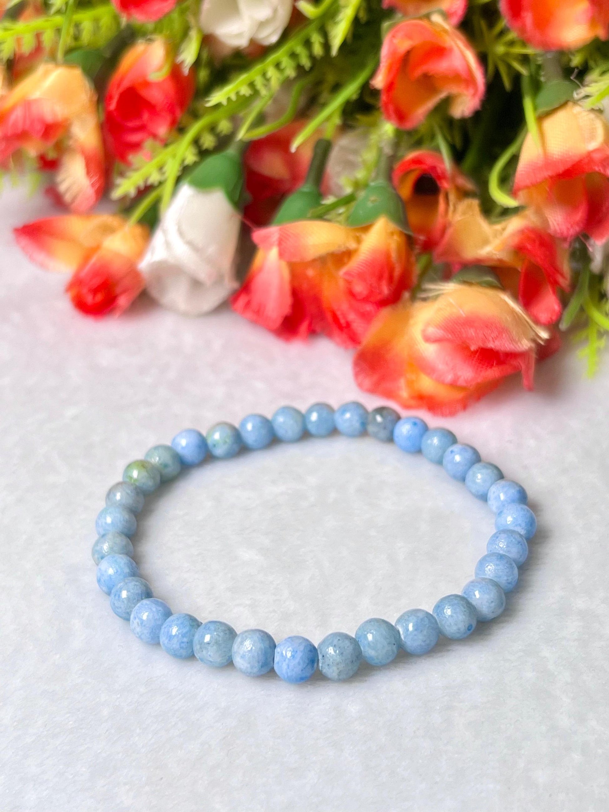 Blue Celestite Stone Bracelet l Stretchable Bracelet l Unisex Bracelet l 6 MM Bracelet