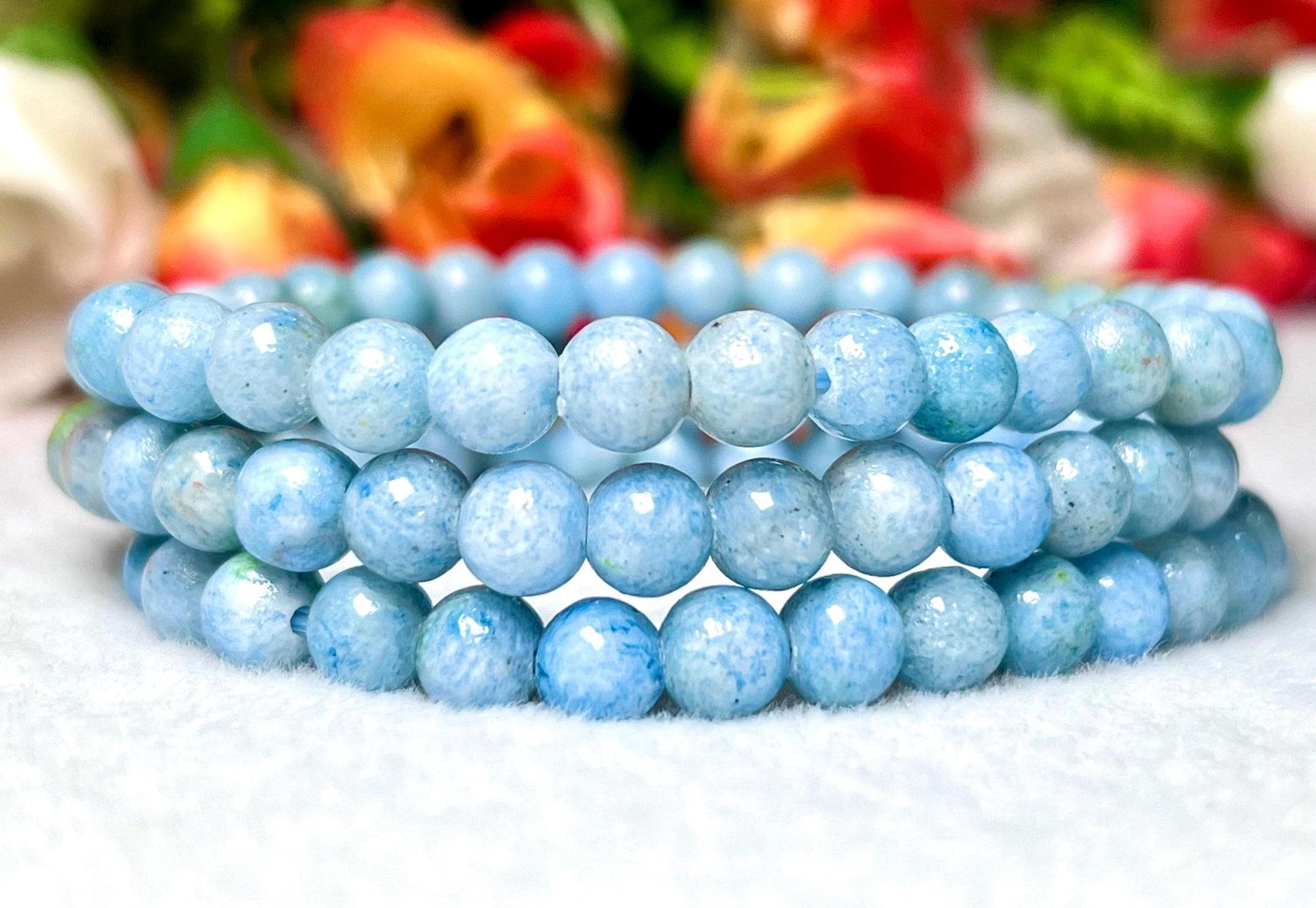 Blue Celestite Stone Bracelet l Stretchable Bracelet l Unisex Bracelet l 6 MM Bracelet