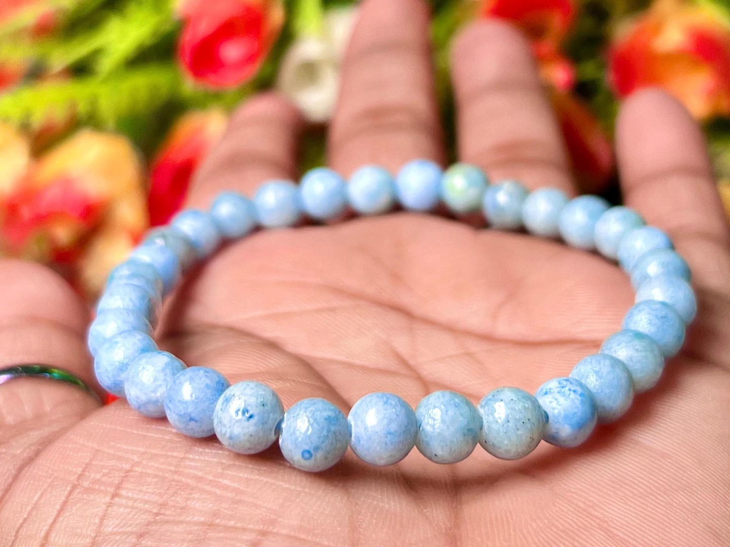 Blue Celestite Stone Bracelet l Stretchable Bracelet l Unisex Bracelet l 6 MM Bracelet