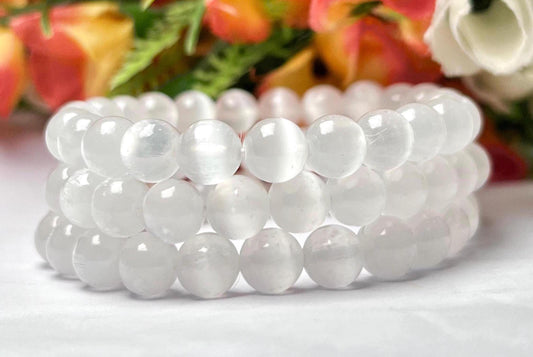 Selenite Stone Bracelet l Stretchable Bracelet l Unisex Bracelet l 8 MM Bracelet