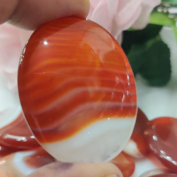 Red Sulemani Worry Stone – Crystal Worry Stone – Pocket Stone – Healing Crystal - 4.5x3.5cm