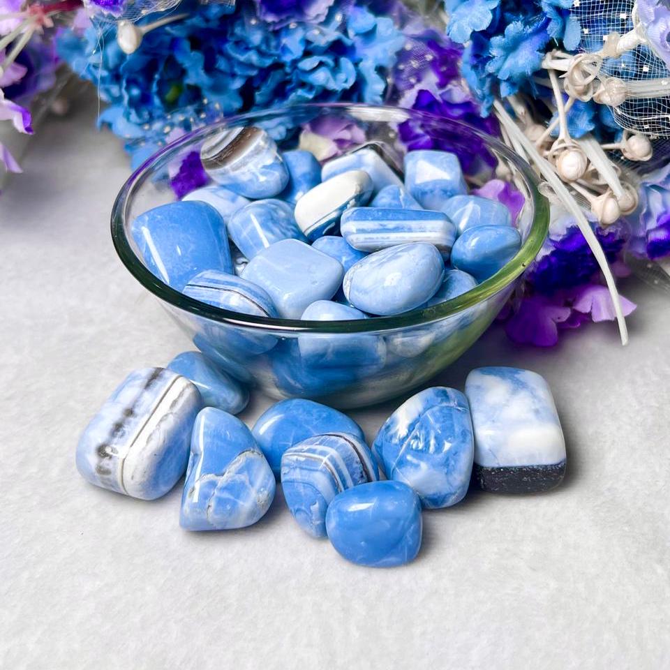 Blue Opal Stone Tumbled Stone – Spiritual Healing Crystal – Available in Packs of 1, 3, 5, and 10 Pieces (AAAAA+ Quality)