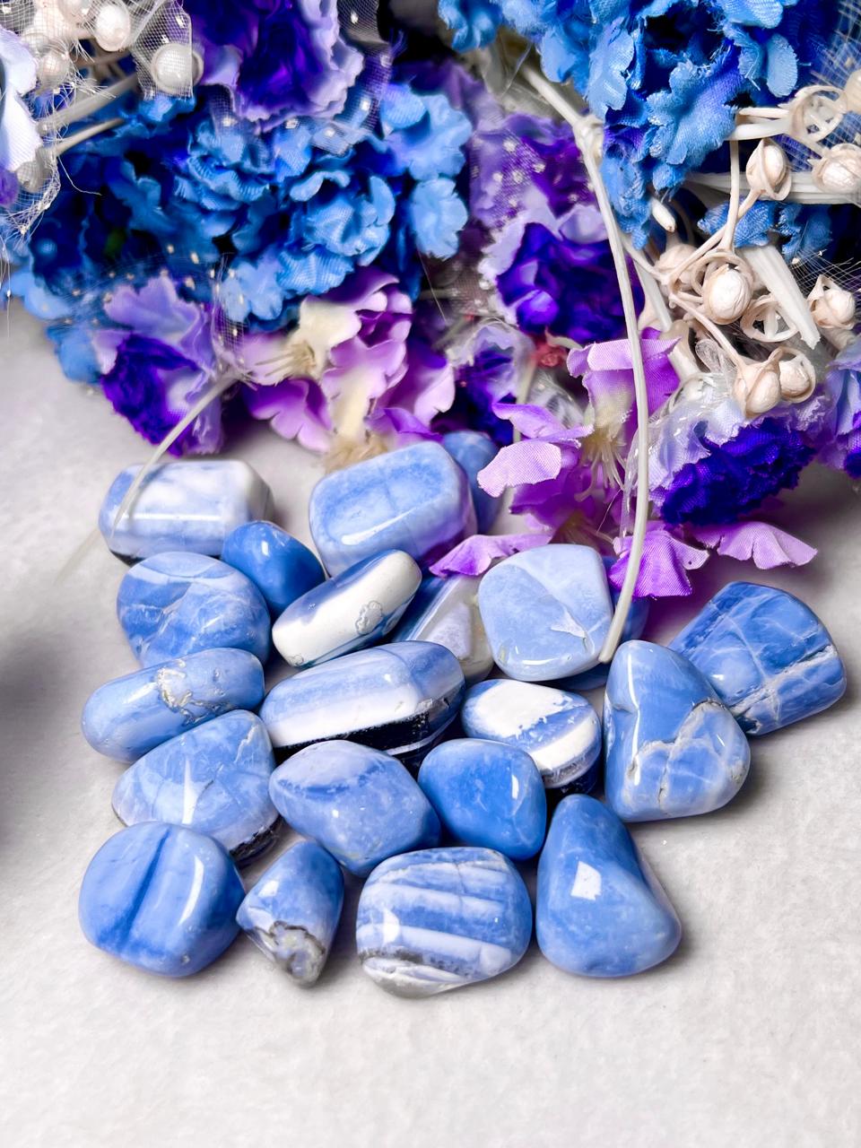 Blue Opal Stone Tumbled Stone – Spiritual Healing Crystal – Available in Packs of 1, 3, 5, and 10 Pieces (AAAAA+ Quality)