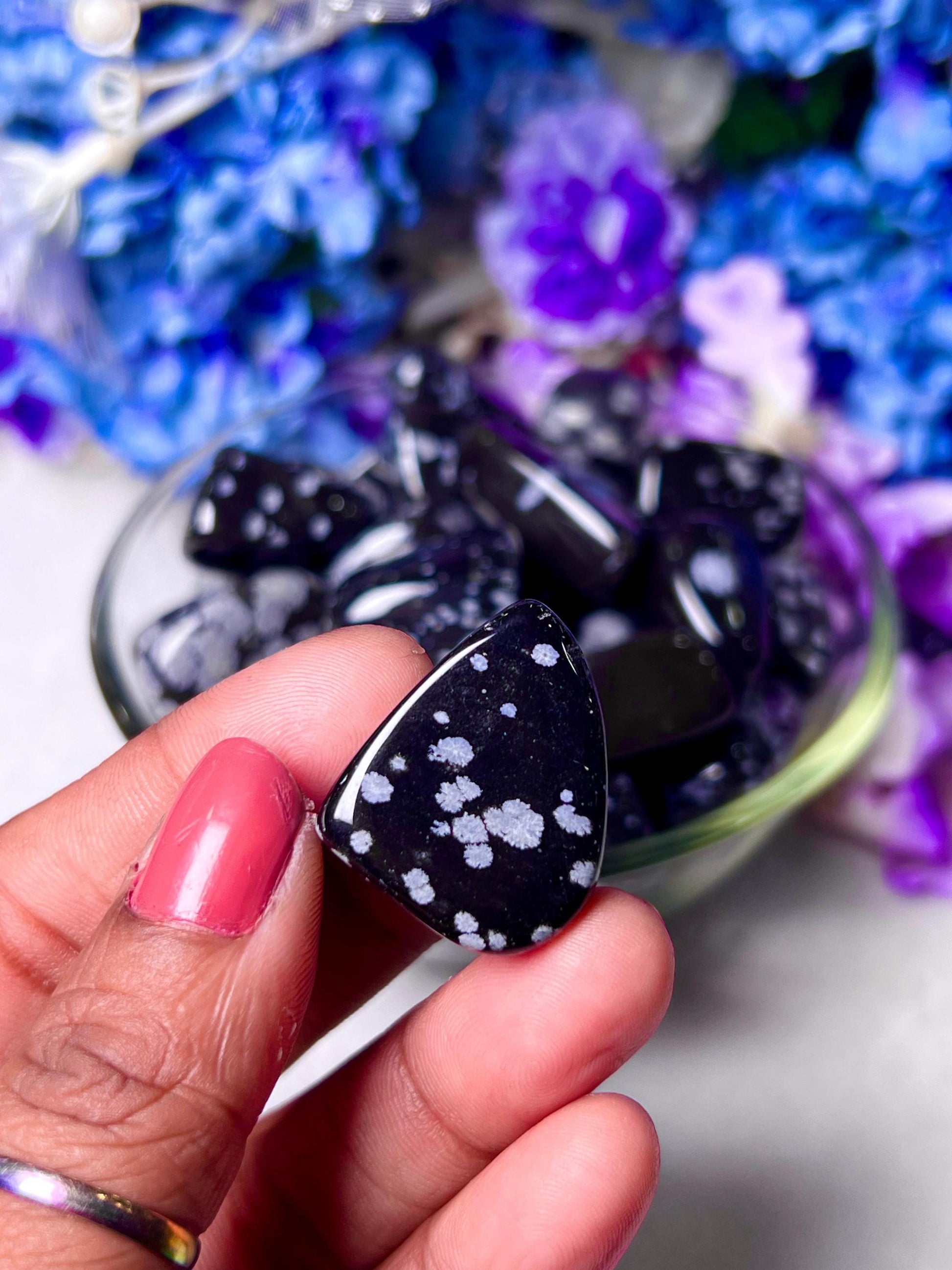 Snowflake Obsidian Stone Tumbled Stone - Spiritual Stone -Healing Crystals in pack sizes of 1,3,5, and 10 Pieces Quality AAAAA +++++