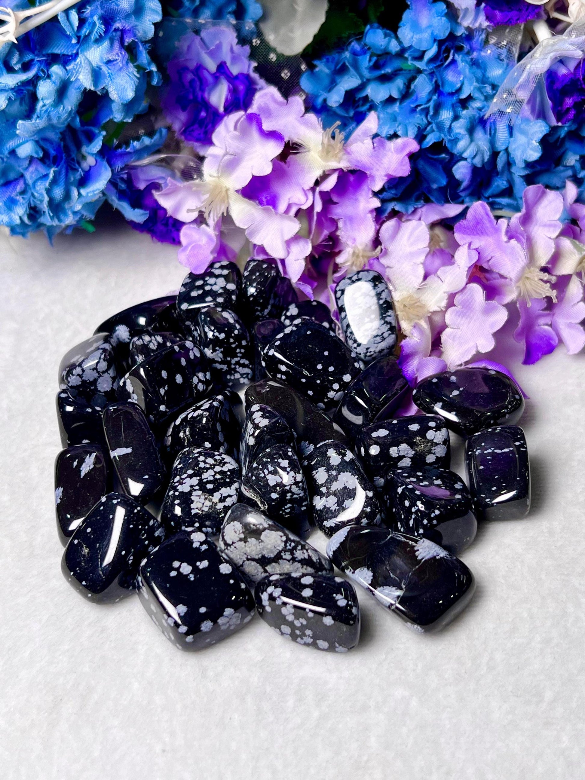 Snowflake Obsidian Stone Tumbled Stone - Spiritual Stone -Healing Crystals in pack sizes of 1,3,5, and 10 Pieces Quality AAAAA +++++