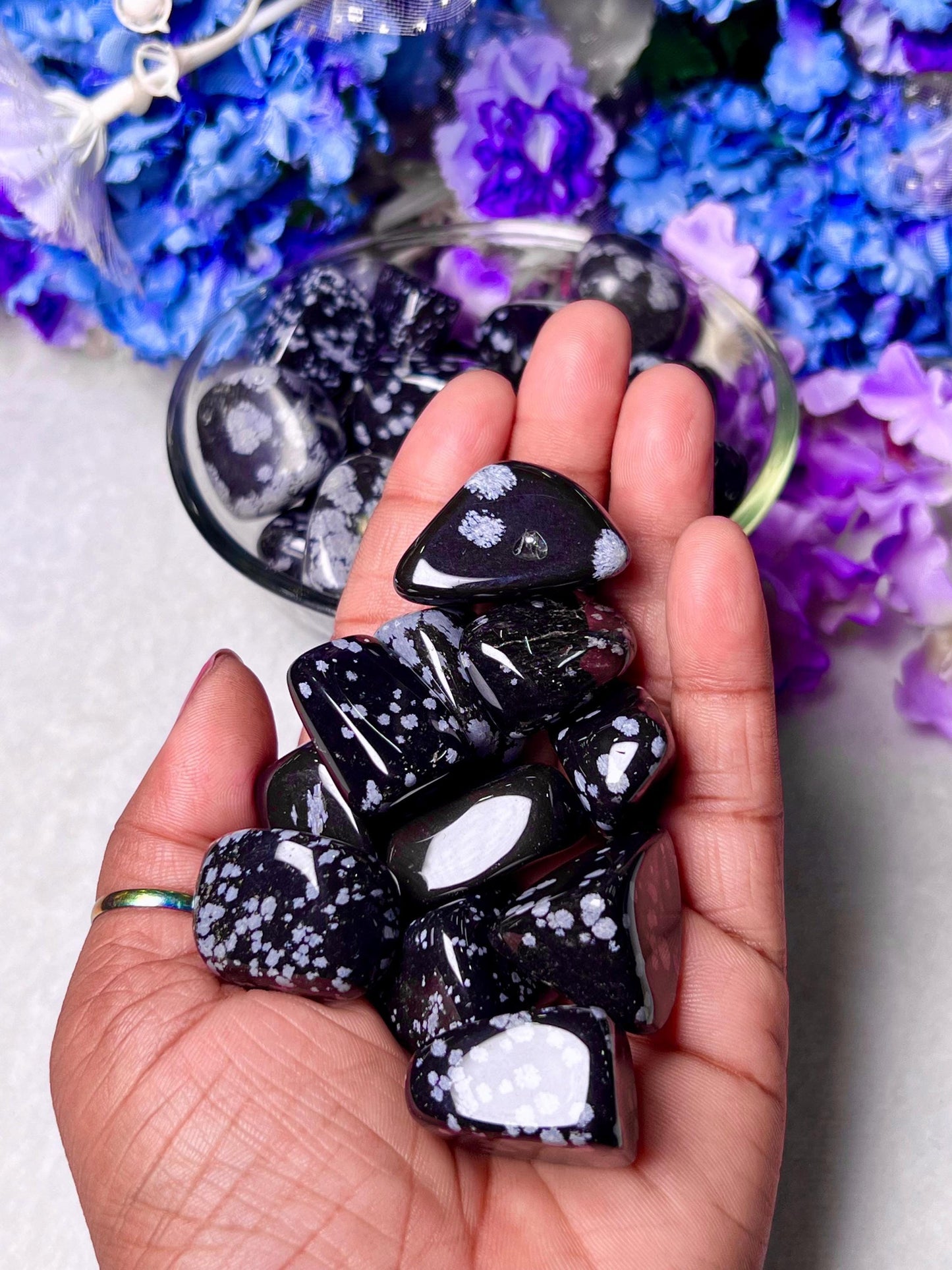 Snowflake Obsidian Stone Tumbled Stone - Spiritual Stone -Healing Crystals in pack sizes of 1,3,5, and 10 Pieces Quality AAAAA +++++