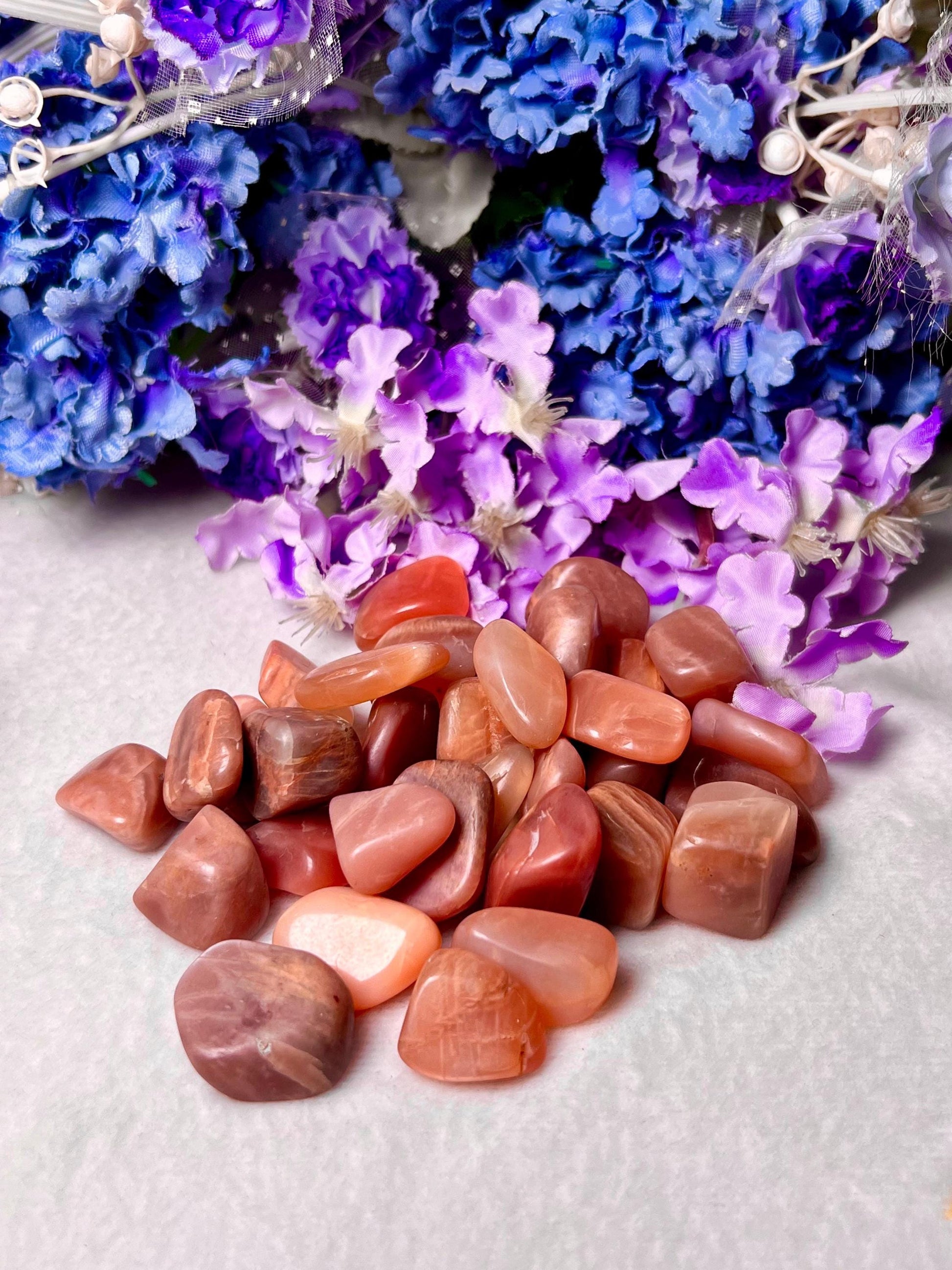 Red Orange Moonstone Tumbled Stone - Spiritual Stone -Healing Crystals in pack sizes of 1,3,5, and 10 Pieces Quality AAAAA +++++