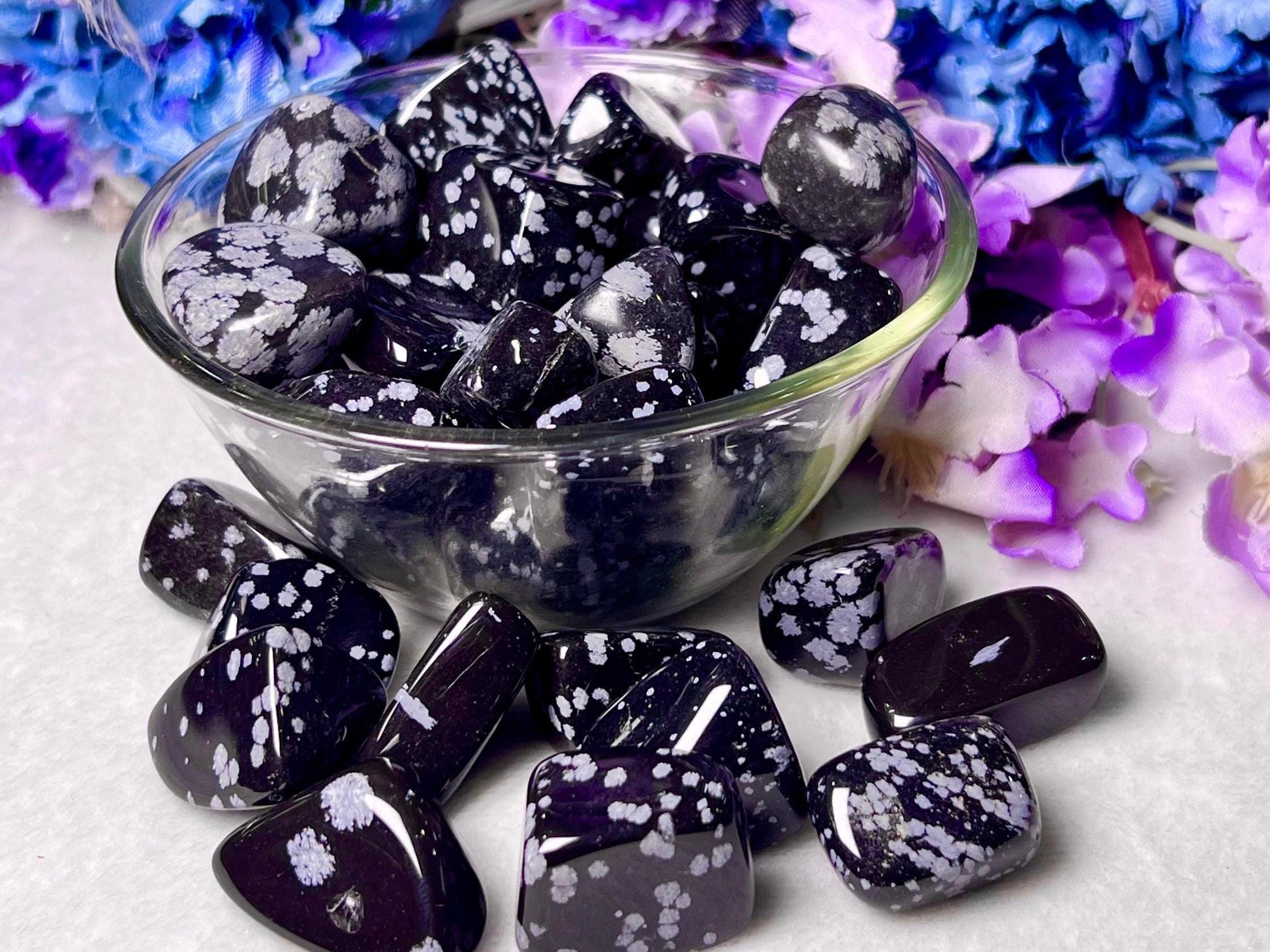 Snowflake Obsidian Stone Tumbled Stone - Spiritual Stone -Healing Crystals in pack sizes of 1,3,5, and 10 Pieces Quality AAAAA +++++