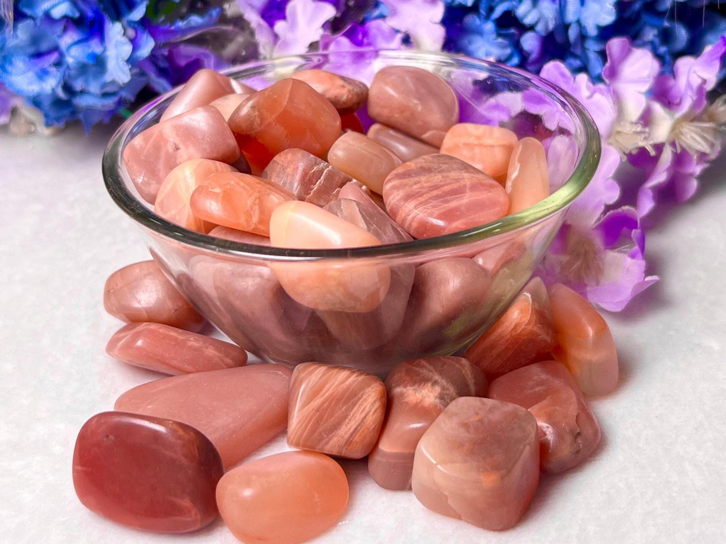 Red Orange Moonstone Tumbled Stone - Spiritual Stone -Healing Crystals in pack sizes of 1,3,5, and 10 Pieces Quality AAAAA +++++