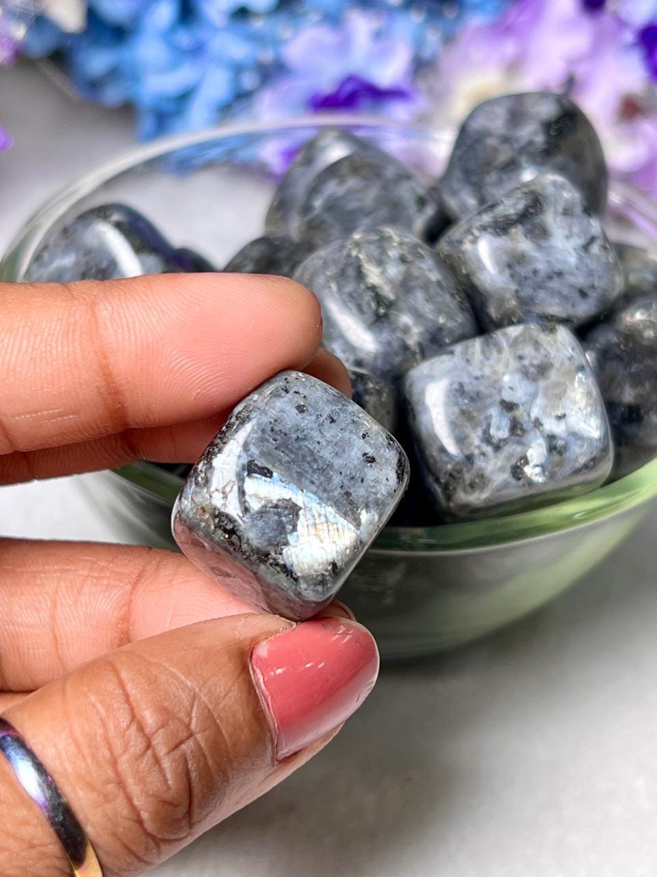 Larvikite Rainbow Stone Tumbled Stone - Spiritual Stone -Healing Crystals in pack sizes of 1,3,5, and 10 Pieces Quality AAAAA +++++