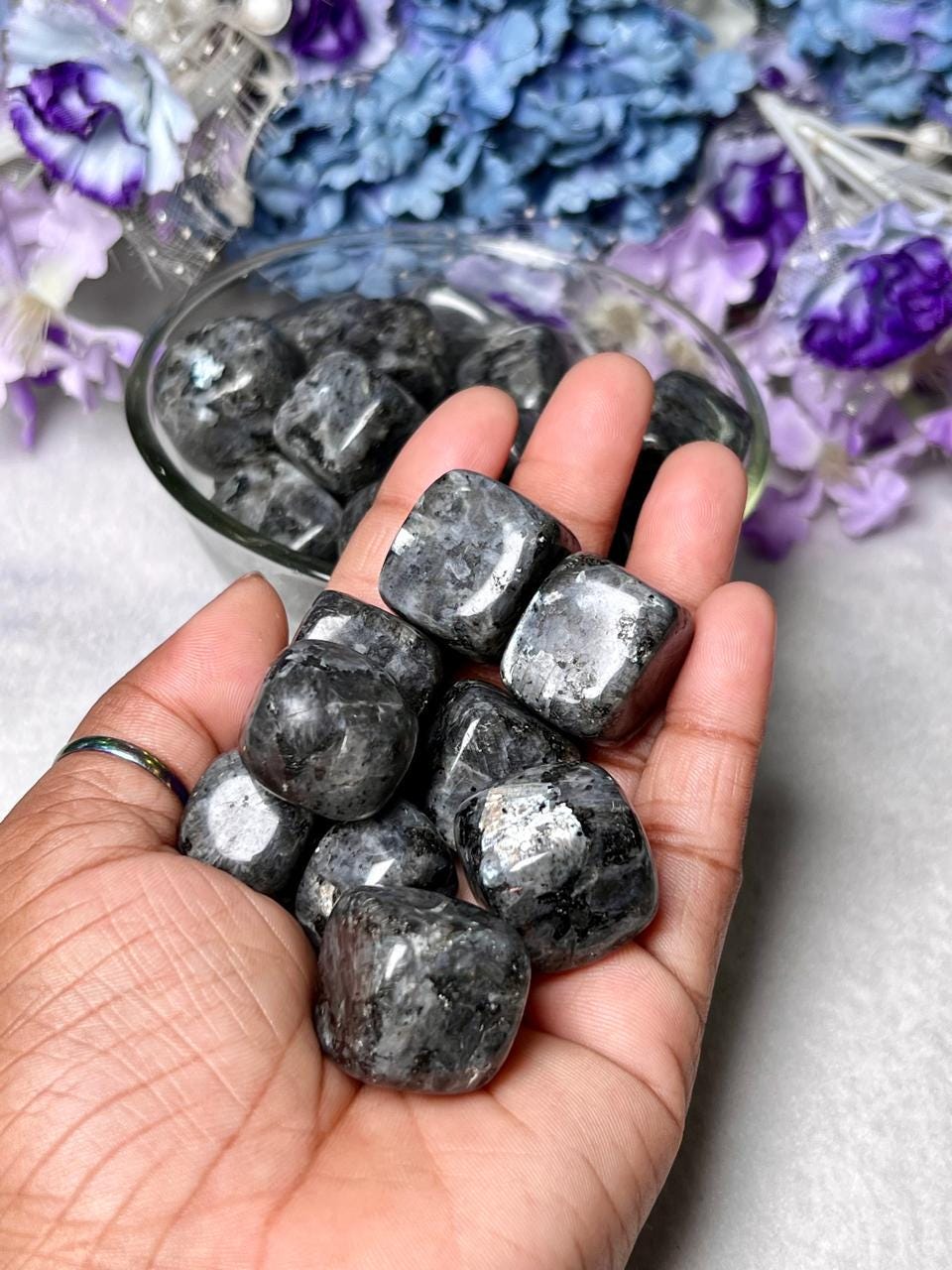 Larvikite Rainbow Stone Tumbled Stone - Spiritual Stone -Healing Crystals in pack sizes of 1,3,5, and 10 Pieces Quality AAAAA +++++