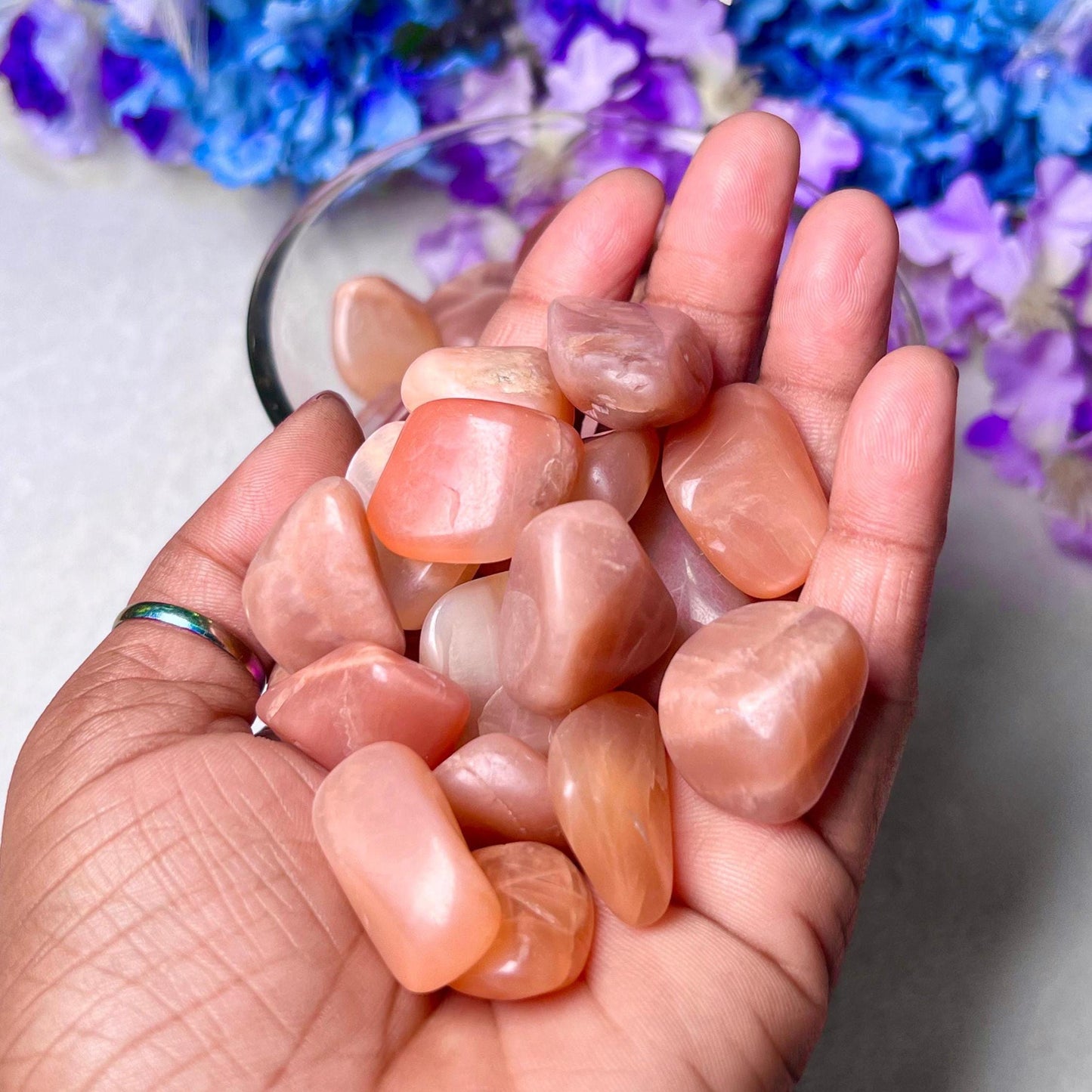 Red Orange Moonstone Tumbled Stone - Spiritual Stone -Healing Crystals in pack sizes of 1,3,5, and 10 Pieces Quality AAAAA +++++