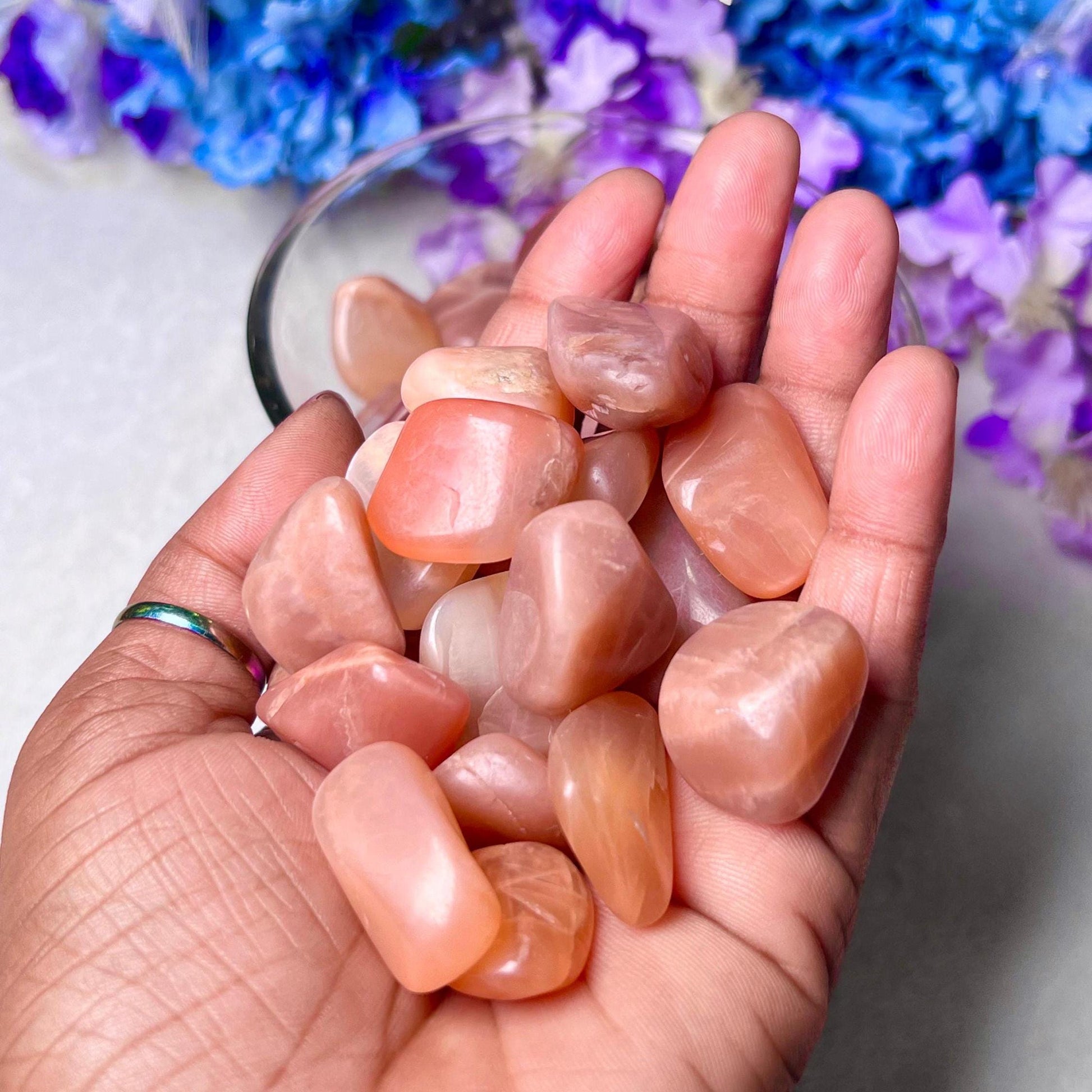 Red Orange Moonstone Tumbled Stone - Spiritual Stone -Healing Crystals in pack sizes of 1,3,5, and 10 Pieces Quality AAAAA +++++