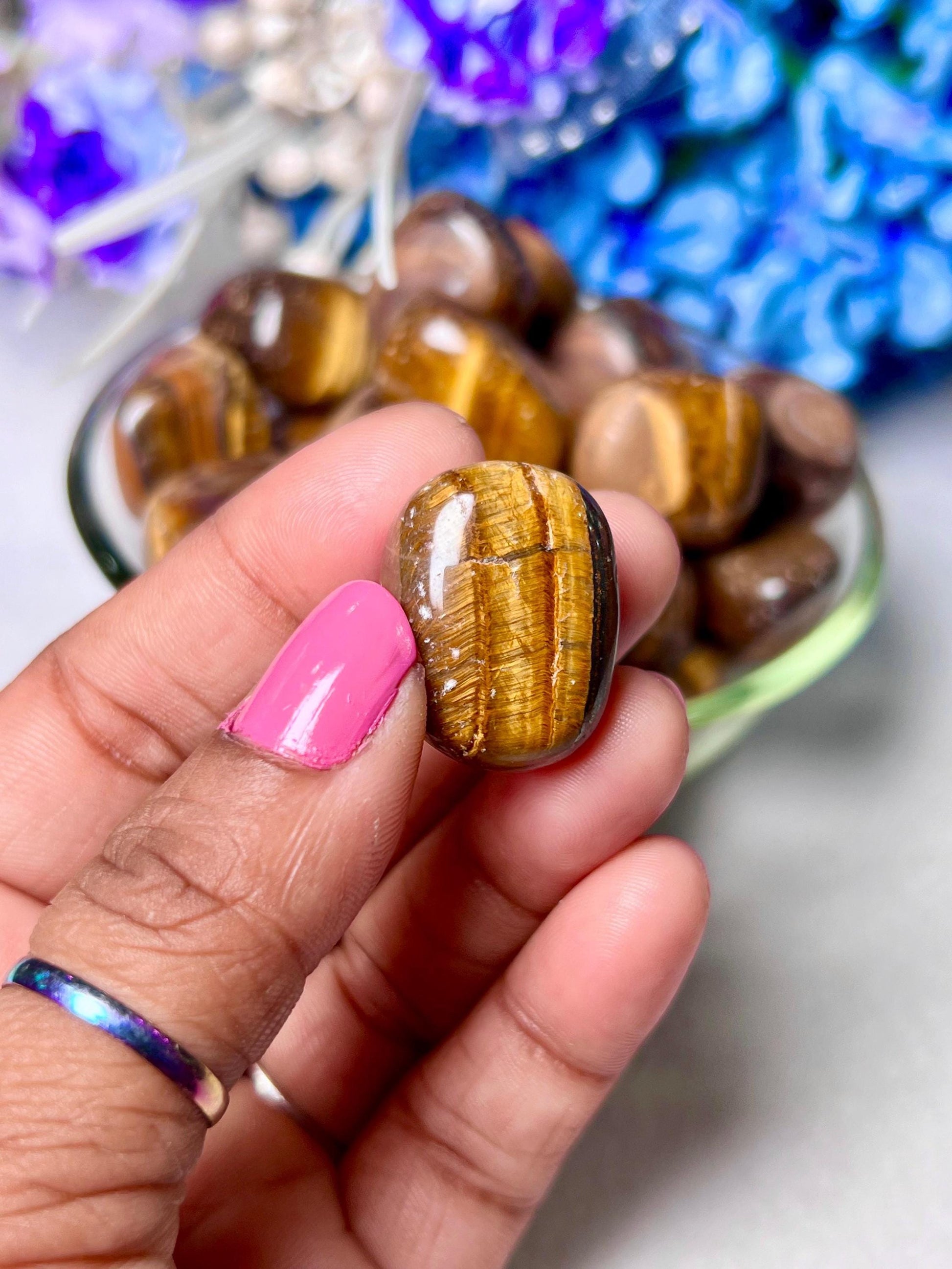 Tiger Eye Stone Tumbled Stone - Spiritual Stone -Healing Crystals in pack sizes of 1,3,5, and 10 Pieces Quality AAAAA +++++