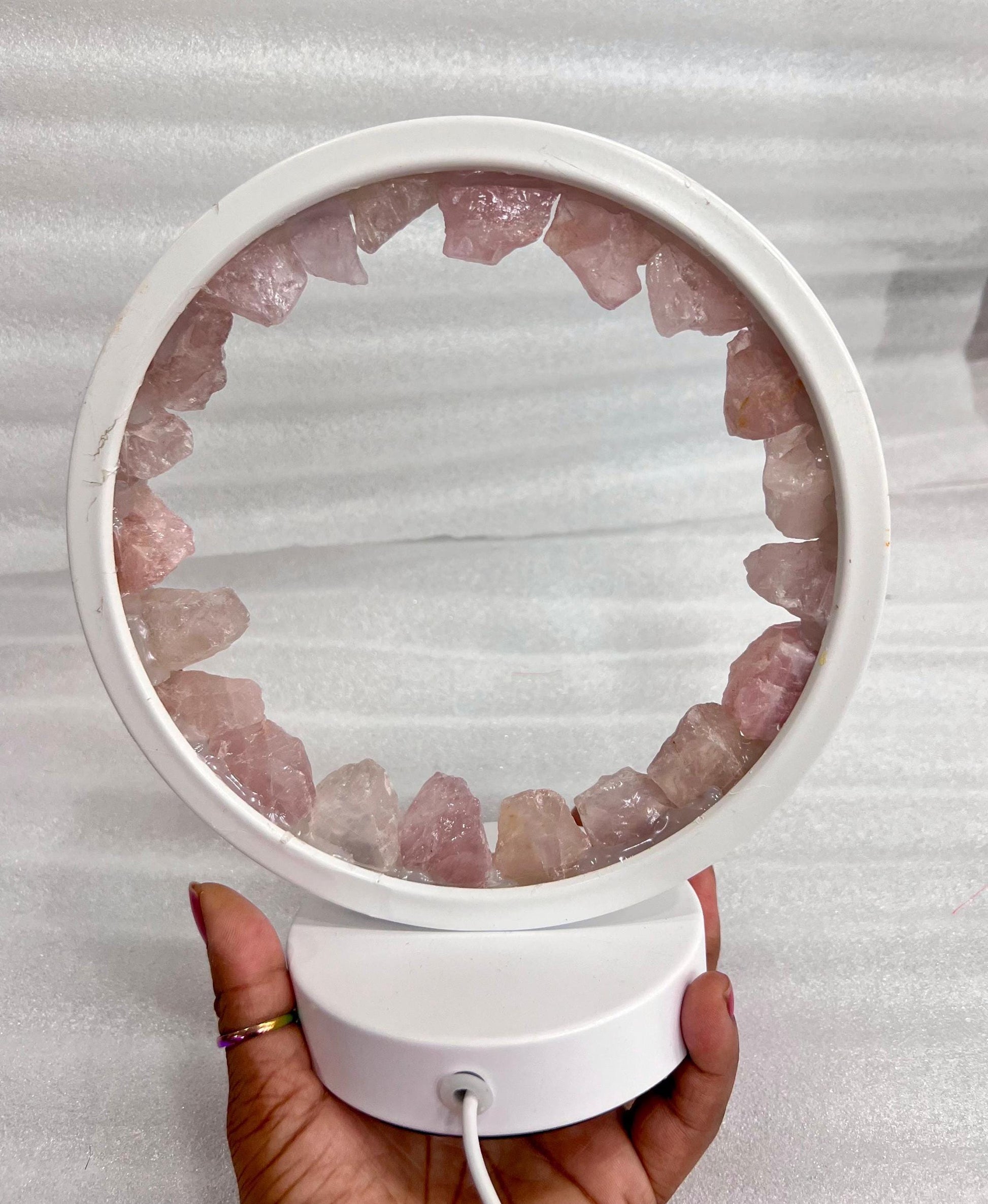 Rose Quartz Crystal USB Night Light – Soothing Lamp for Love, Ambiance, Meditation, Home & Office Décor, Housewarming Gift