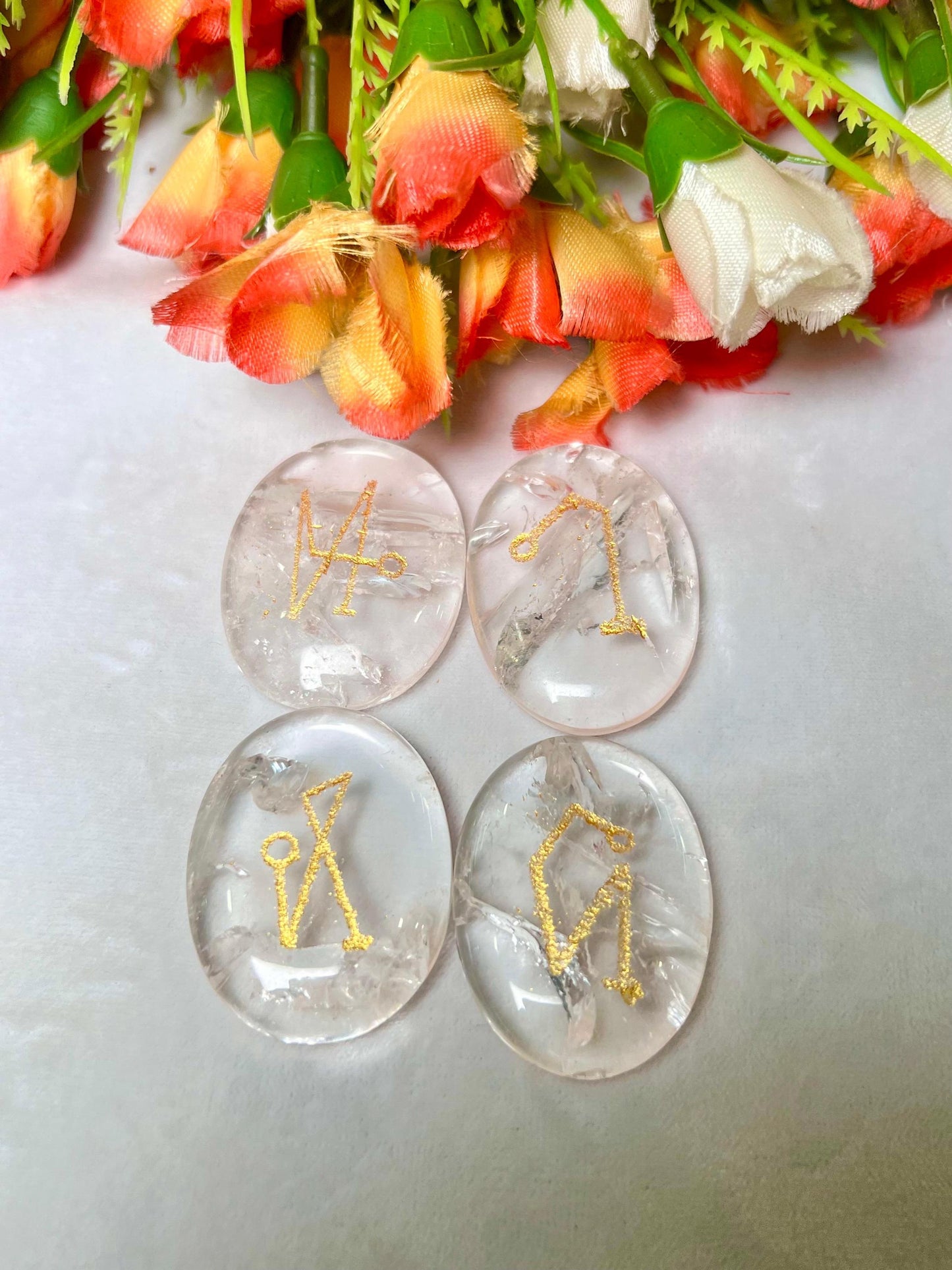 Himalaya Crystal Quartz Stone Archangel Stones Set Uriel, Michael, Raphael, Gabriel Orthodox Christian Church Four Archangels Symbol Set