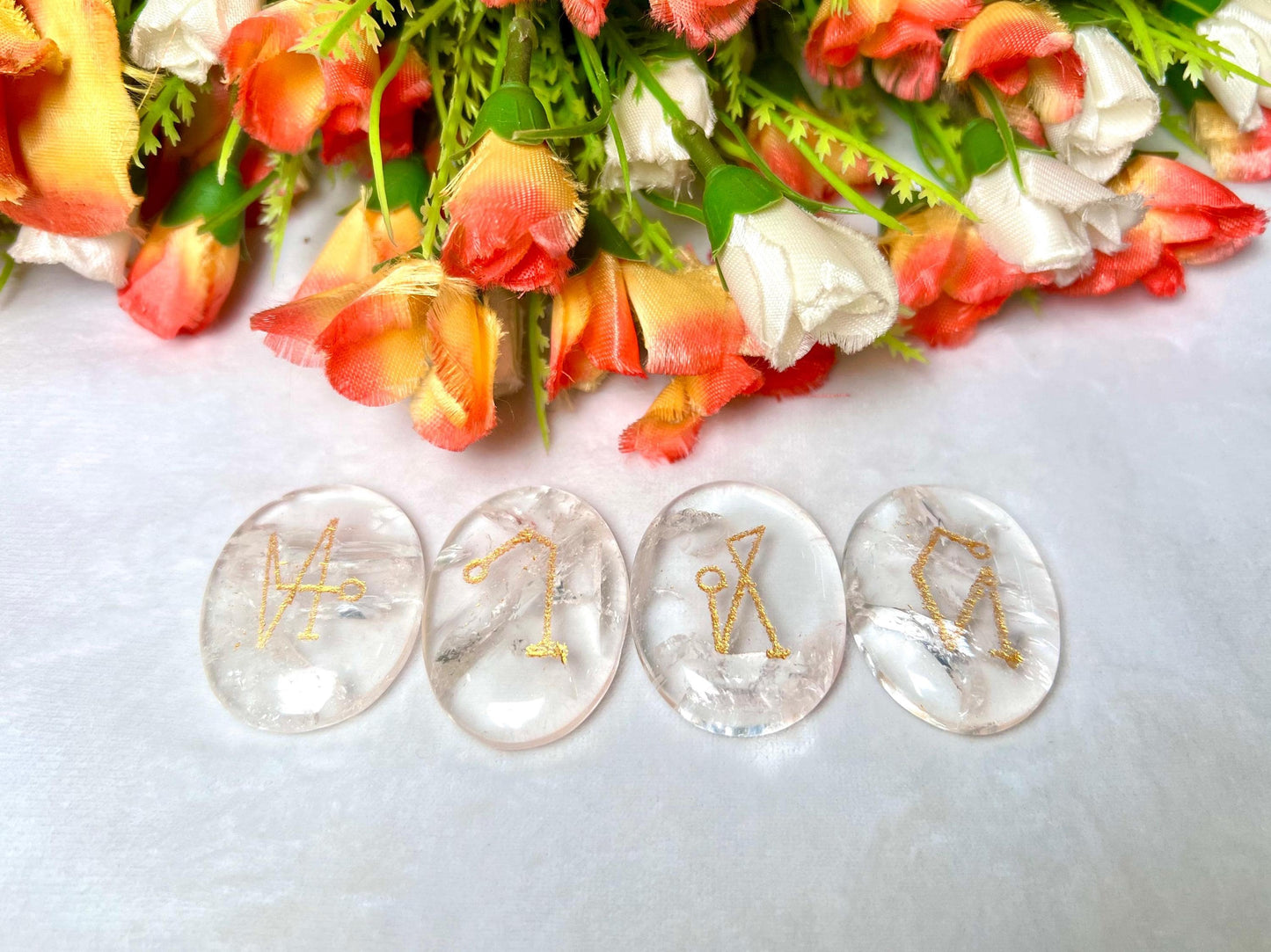 Himalaya Crystal Quartz Stone Archangel Stones Set Uriel, Michael, Raphael, Gabriel Orthodox Christian Church Four Archangels Symbol Set