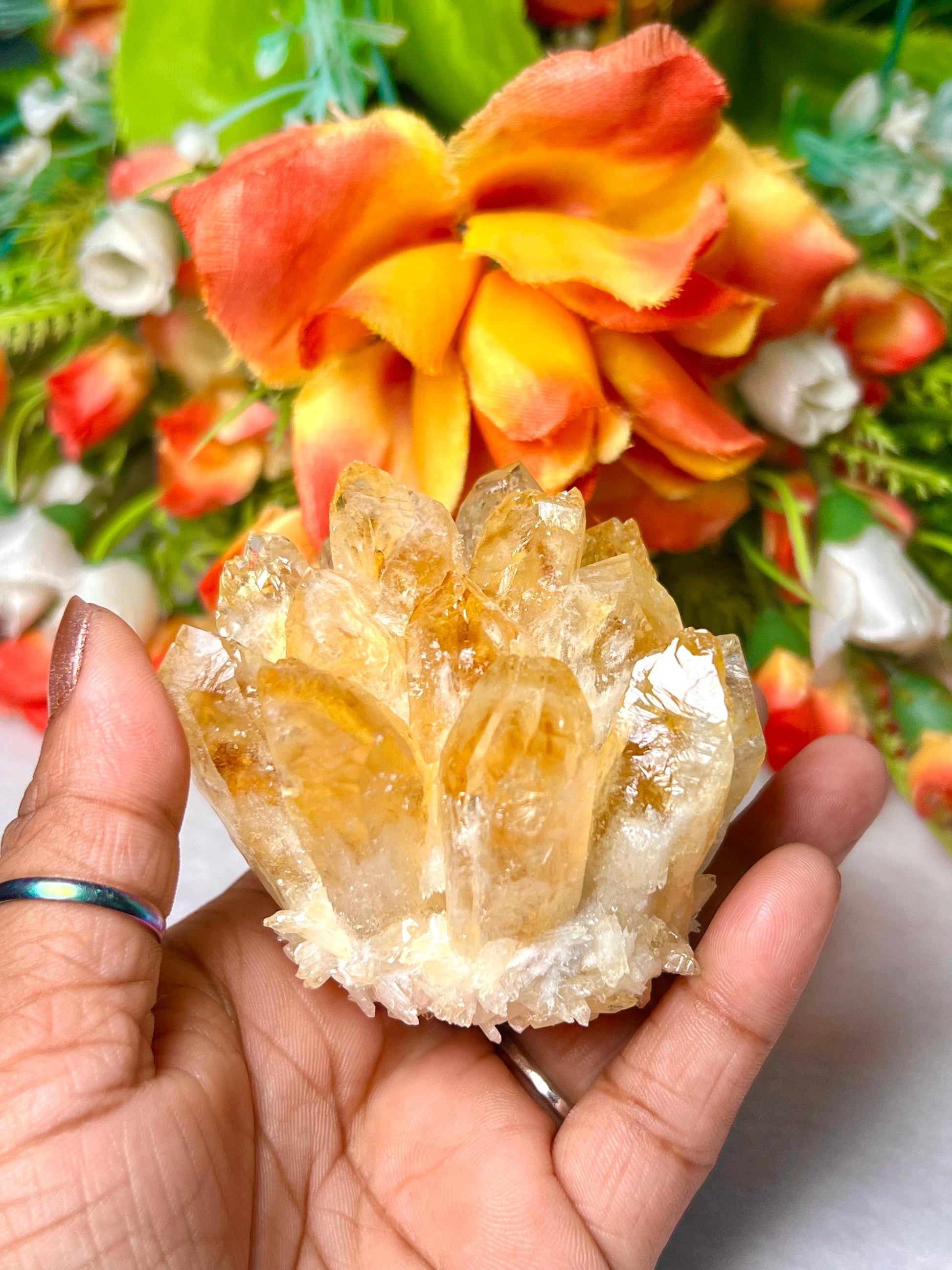 275g+ Yellow Quartz Cluster, Energy Crystal Quartz Point VUG,Home Decor, Reiki Healing, Crystal gift 1PC