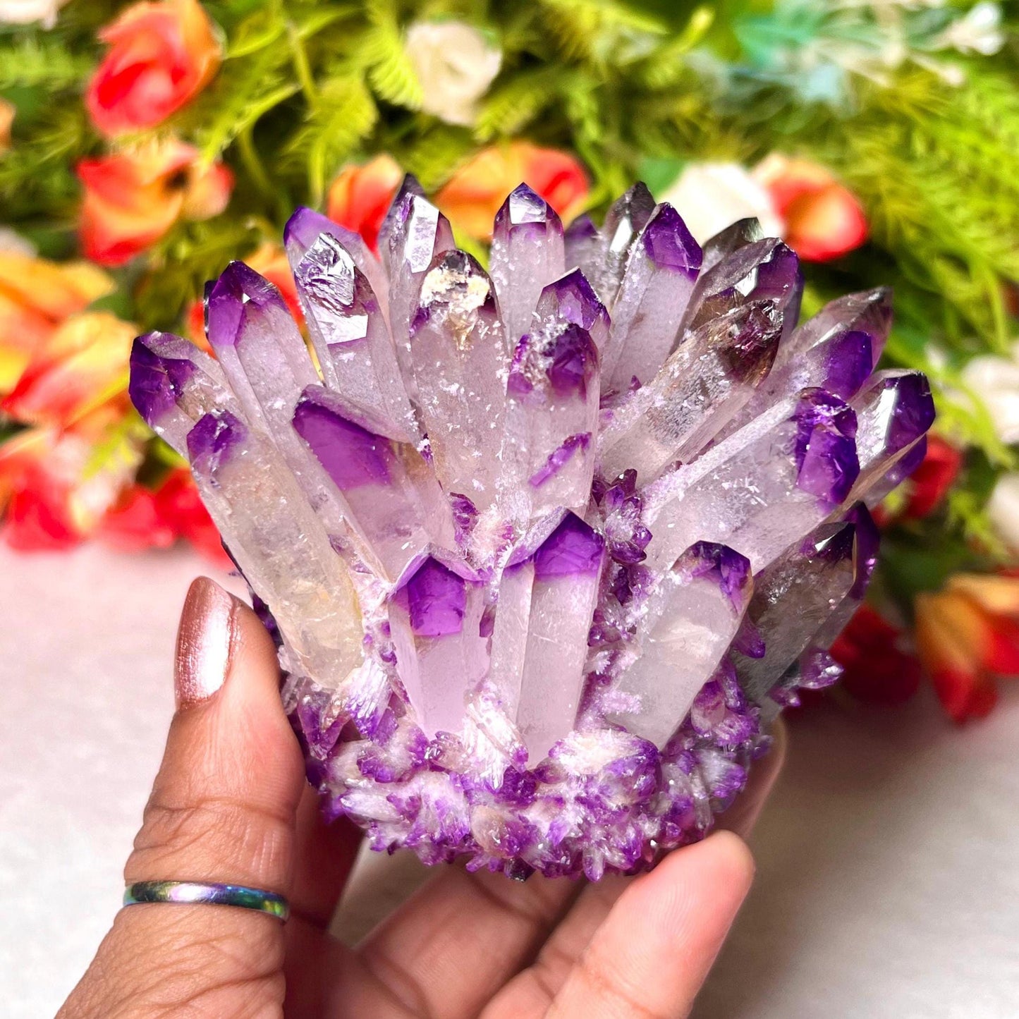 300g+ Purple Quartz Cluster, Energy Crystal Quartz Point VUG,Home Office Decor, Reiki Healing, Crystal gift 1PC