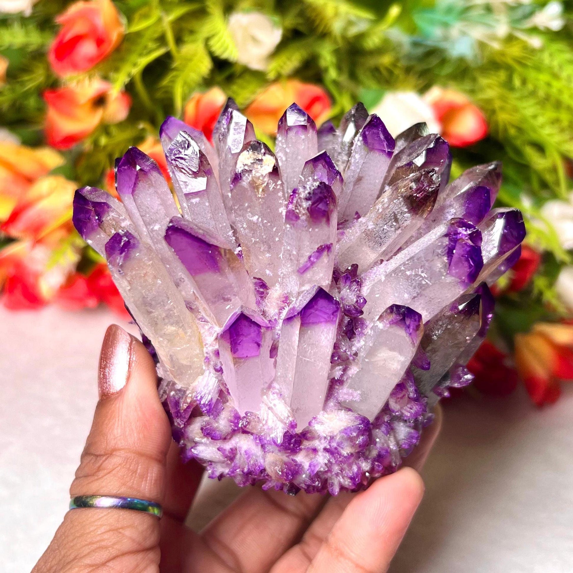 300g+ Purple Quartz Cluster, Energy Crystal Quartz Point VUG,Home Office Decor, Reiki Healing, Crystal gift 1PC