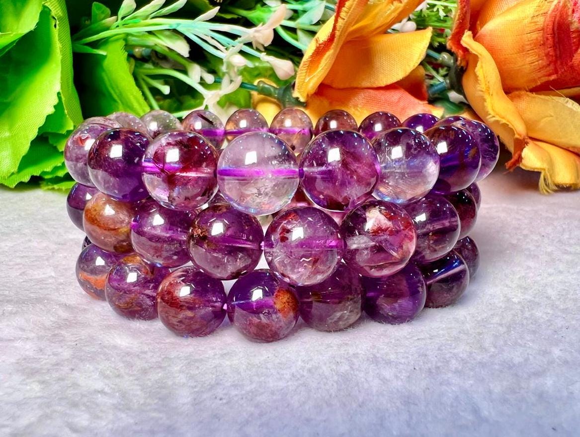 12 MM Auralite 23 Stone Bracelet l Stretchable Bracelet l Unisex Bracelet