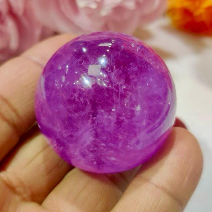 Premium Amethyst Stone Sphere 40 MM Crystal Ball Orb Pocket Stone Meditation Space Crystal Grid With wooden Stand