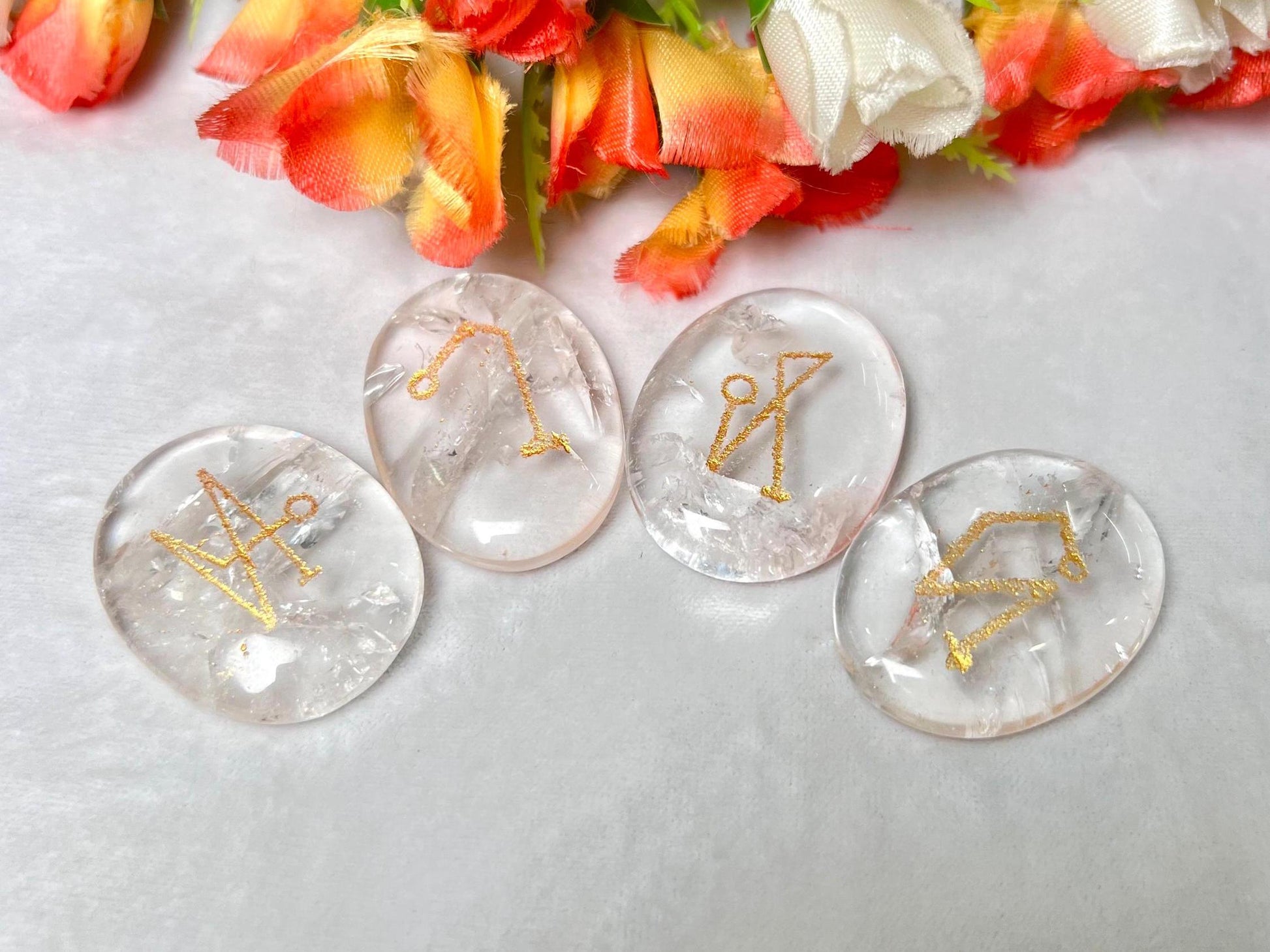 Himalaya Crystal Quartz Stone Archangel Stones Set Uriel, Michael, Raphael, Gabriel Orthodox Christian Church Four Archangels Symbol Set