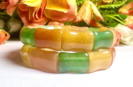 12 MM 3 Aventurine Green Aventurine,Yellow Aventurine,Orange Aventurine Stone Bengal Bracelet l Stretchable Bracelet l Unisex Bracelet AAAAA