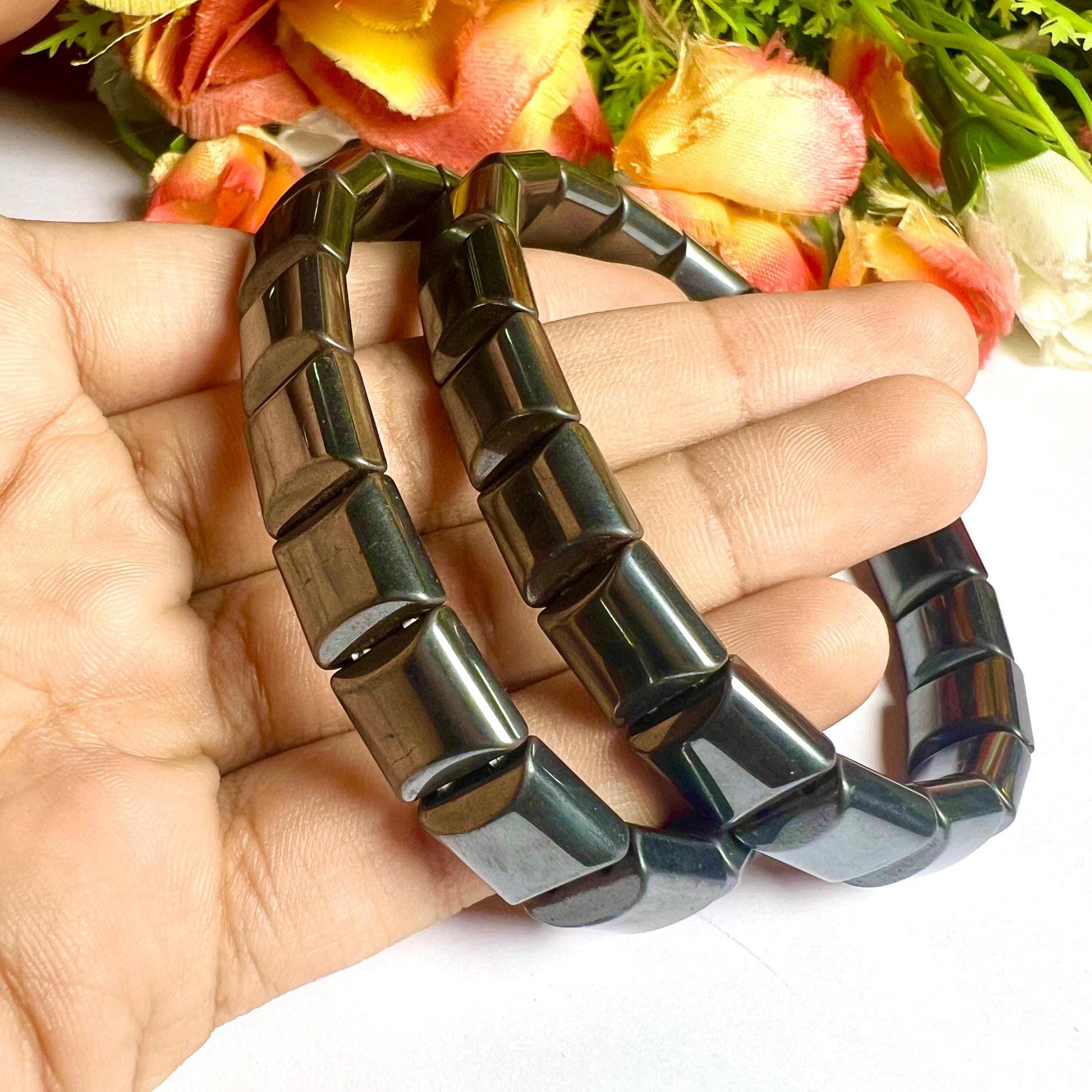 10 MM Hematite Stone Bengal Bracelet l Stretchable Bracelet l Unisex Bracelet AAAAA