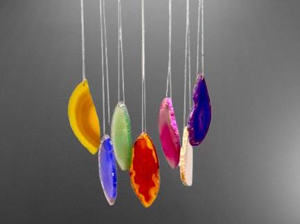 All Chakra 7 Horses Agate Slice Windchime Feng Shui Vastu , Home & Office Décor, Housewarming Gift