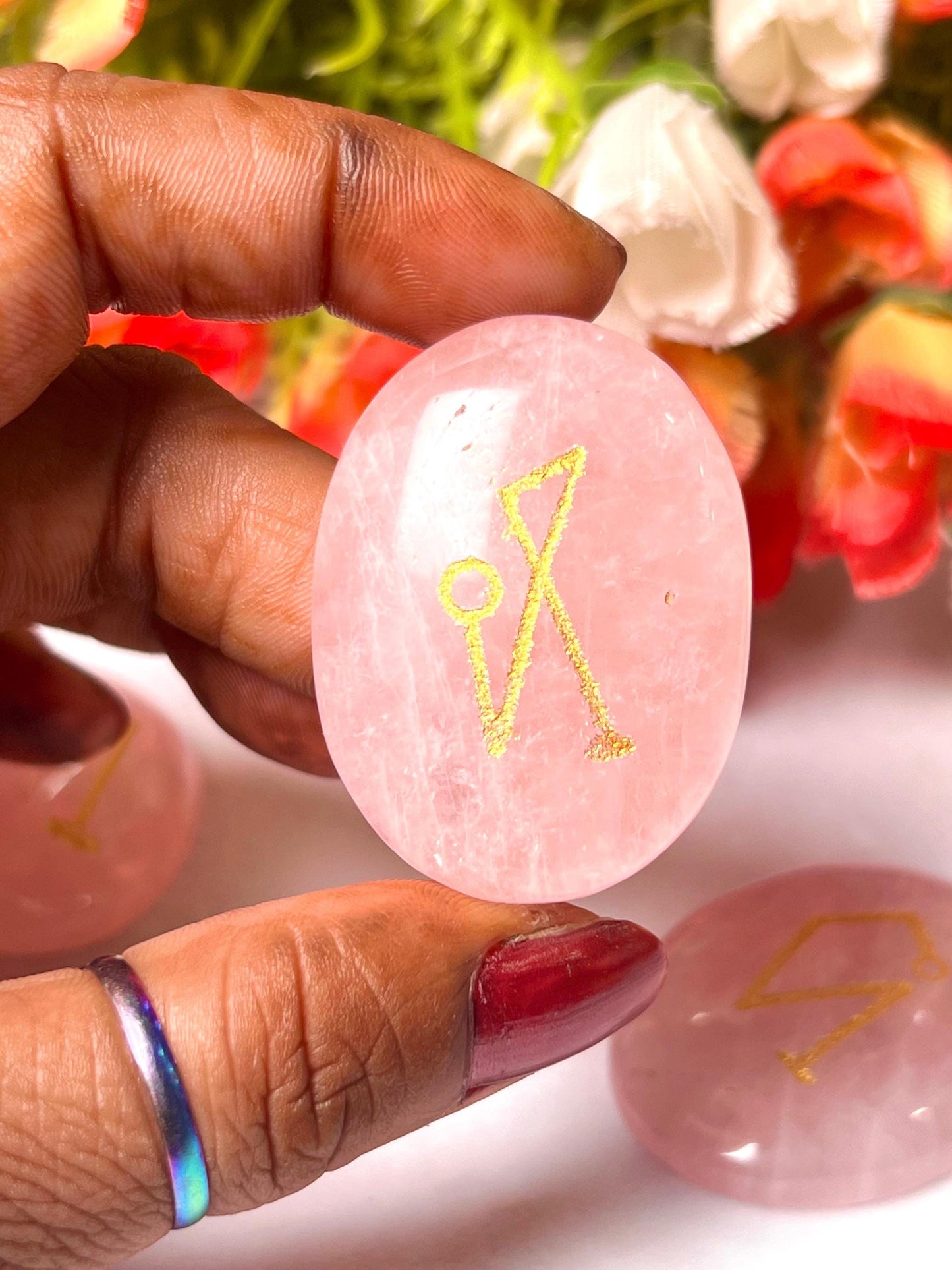 Rose Quartz Stone Archangel Stones Set Uriel, Michael, Raphael, Gabriel Orthodox Christian Church Four Archangels Symbol Set