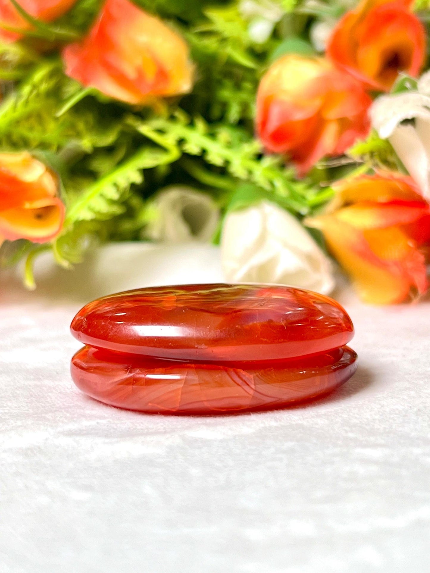 Red Carnelian Oval Palm Stone –Carnelian Cabochon Stone – Pocket Stone – Healing Crystal - 4cmx3cm Thumb Stone One (1) Piece