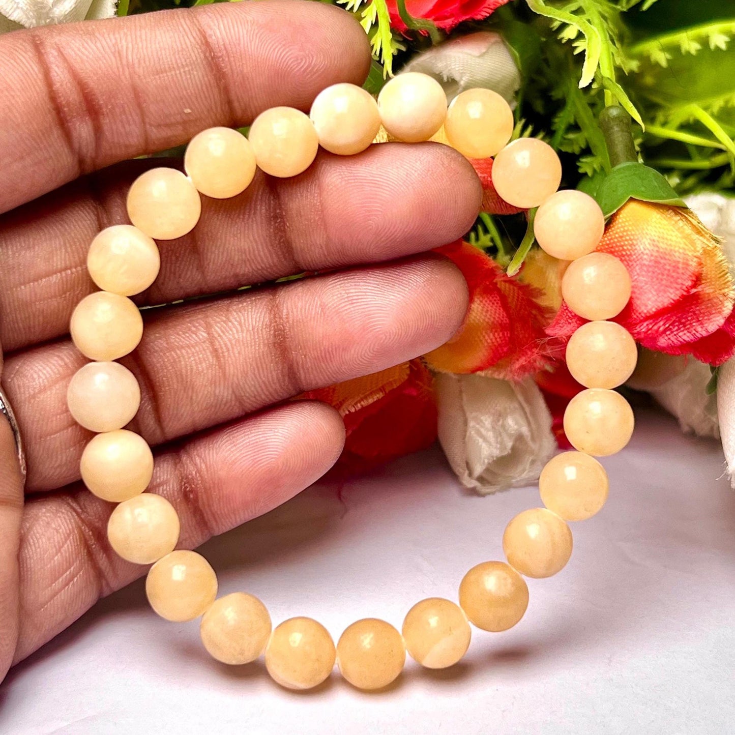 Yellow Calcite Stone Bracelet l Stretchable Bracelet l Unisex Bracelet l 8 MM Bracelet