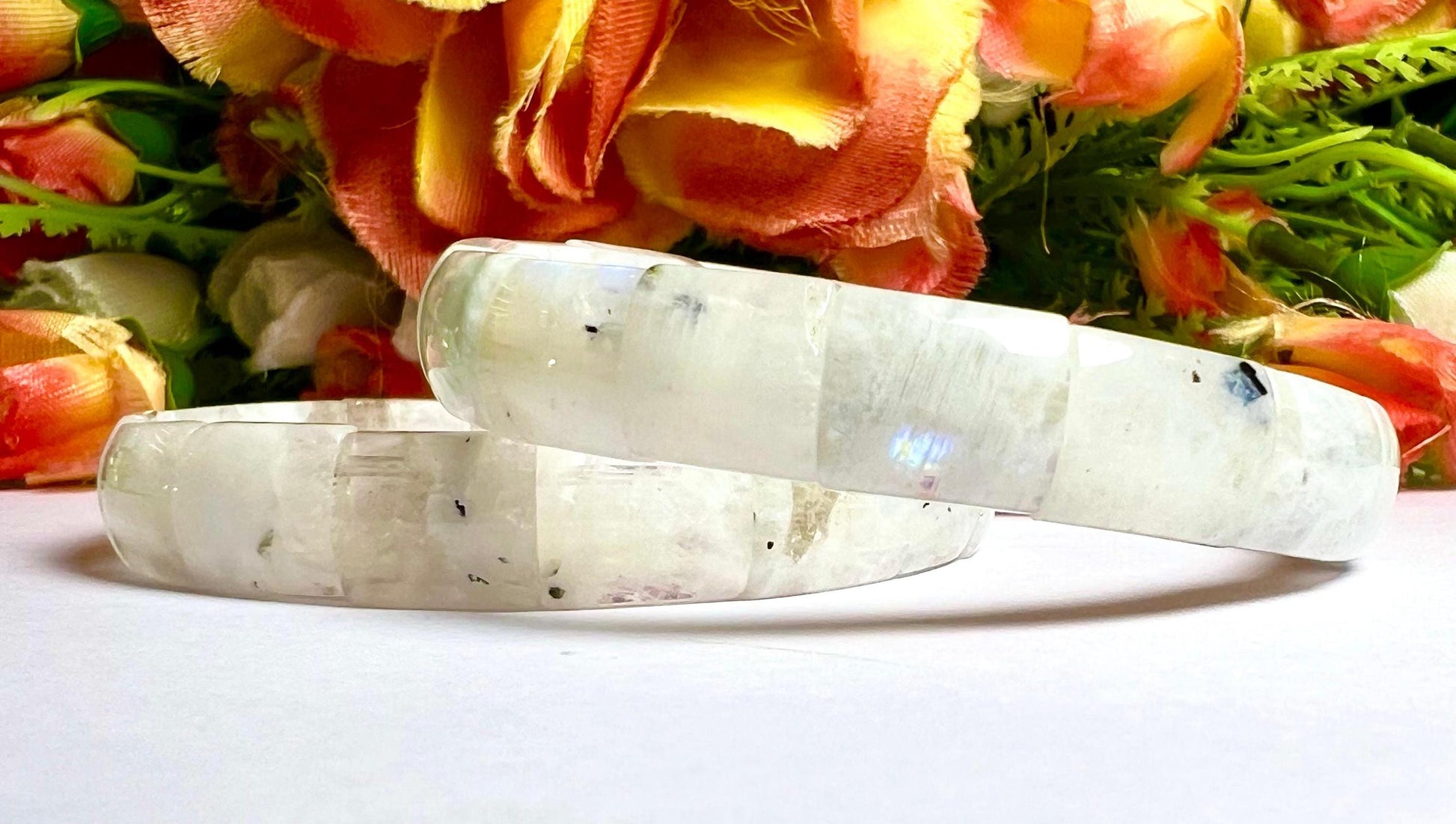 12 MM Rainbow Moonstone Stone Bengal Bracelet l Stretchable Bracelet l Unisex Bracelet AAAAA