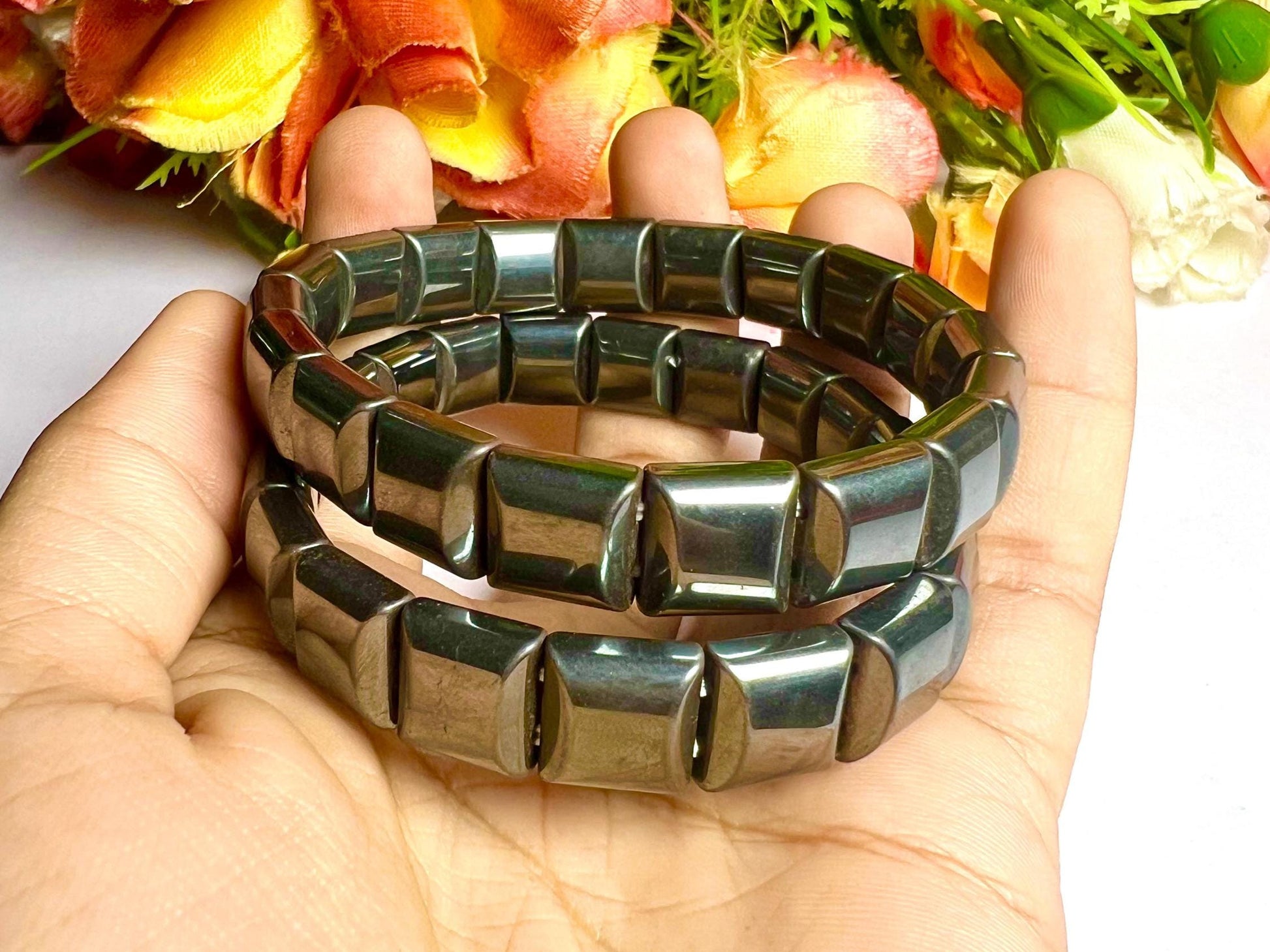 10 MM Hematite Stone Bengal Bracelet l Stretchable Bracelet l Unisex Bracelet AAAAA