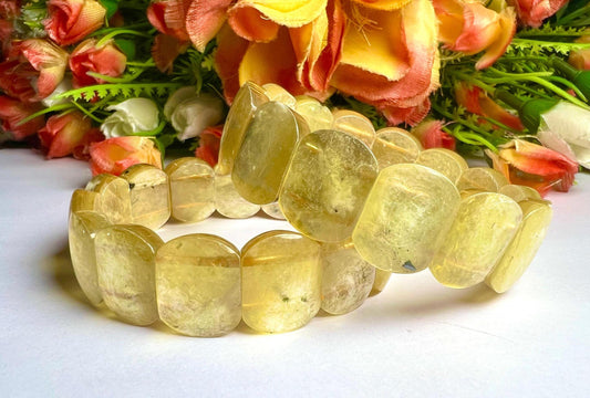 15 MM Gem Yellow Star lepidolite Stone Bracelet l Stretchable Bracelet AAAAA +++++