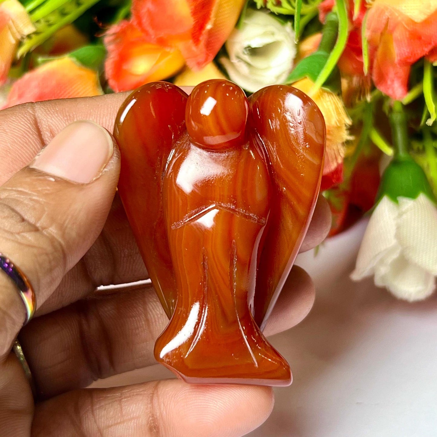 2" Angel Carnelian Stone Guardian Angel blessed Angelic connection